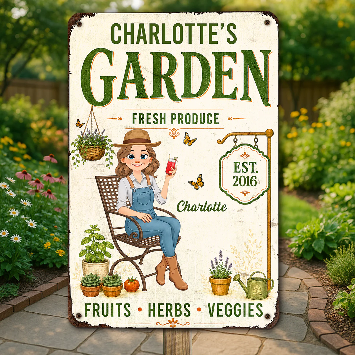 My Lovely Garden - Personalized Custom Metal Sign - Image 2
