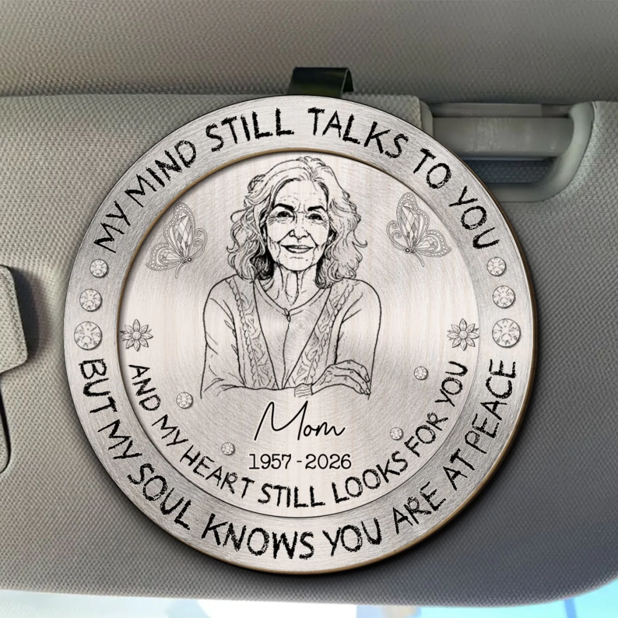 My Mind Still Talks To You Pencil Sketch - Personalized Custom Car Visor Clip - Image 2