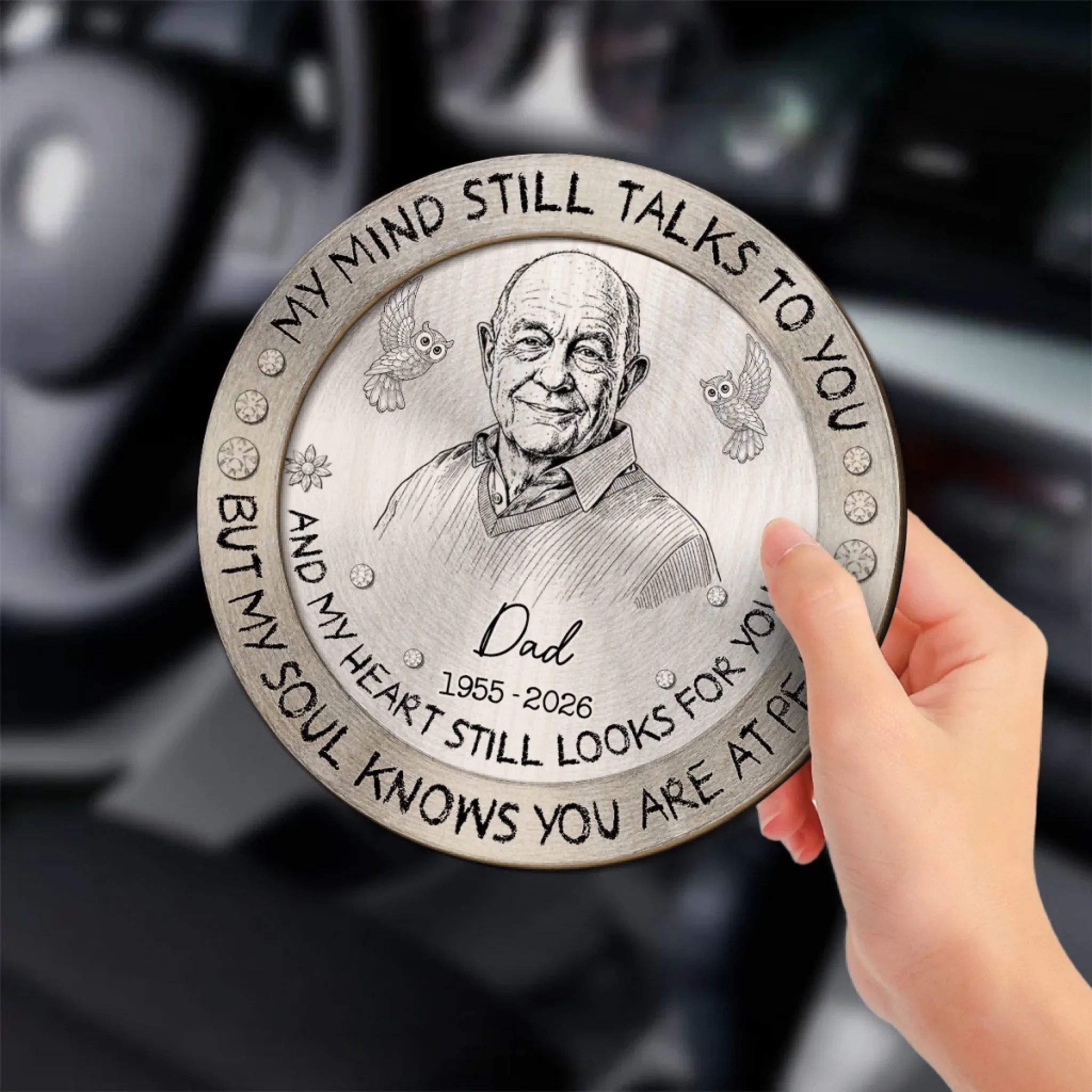 My Mind Still Talks To You Pencil Sketch - Personalized Custom Car Visor Clip - Image 3