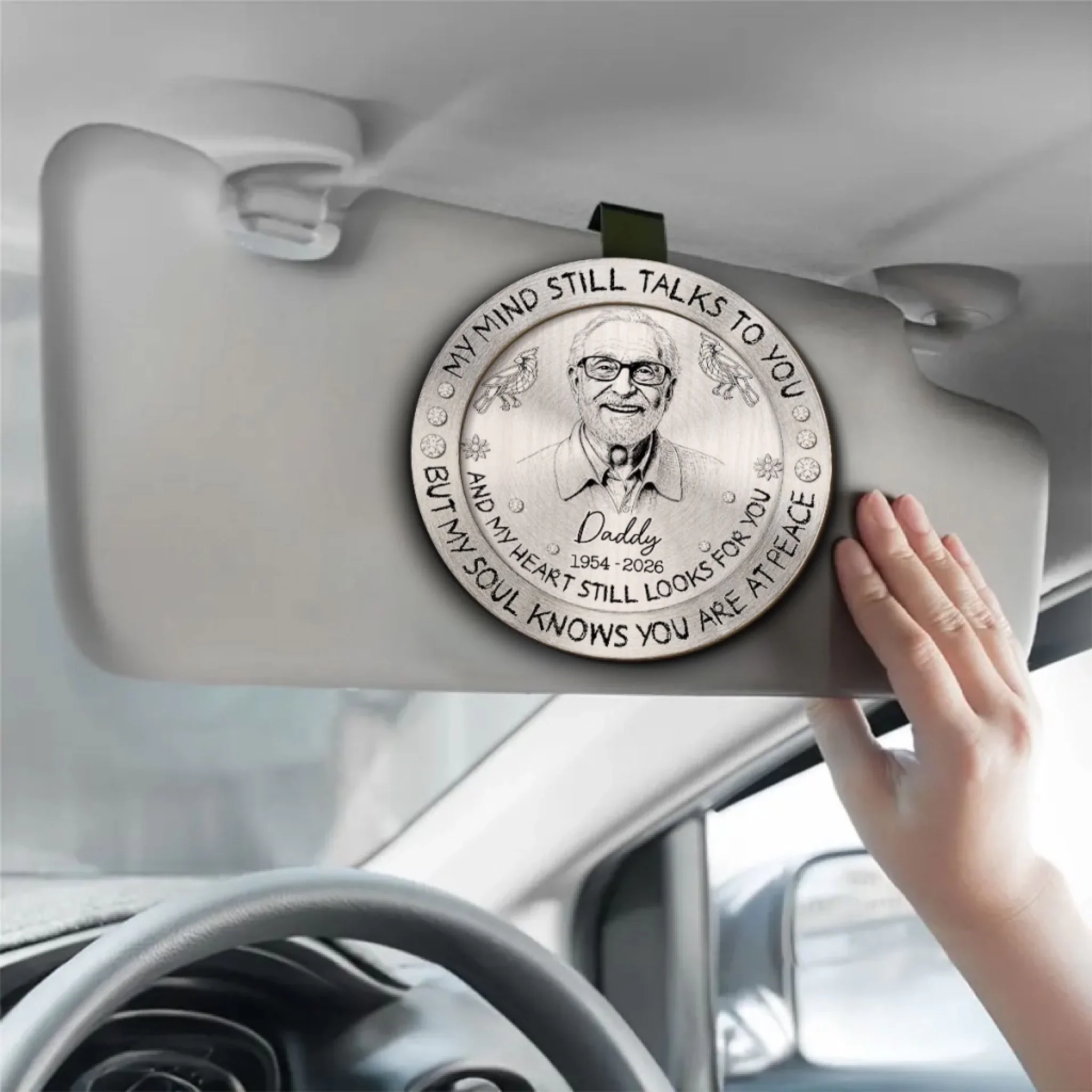 My Mind Still Talks To You Pencil Sketch - Personalized Custom Car Visor Clip - Image 4