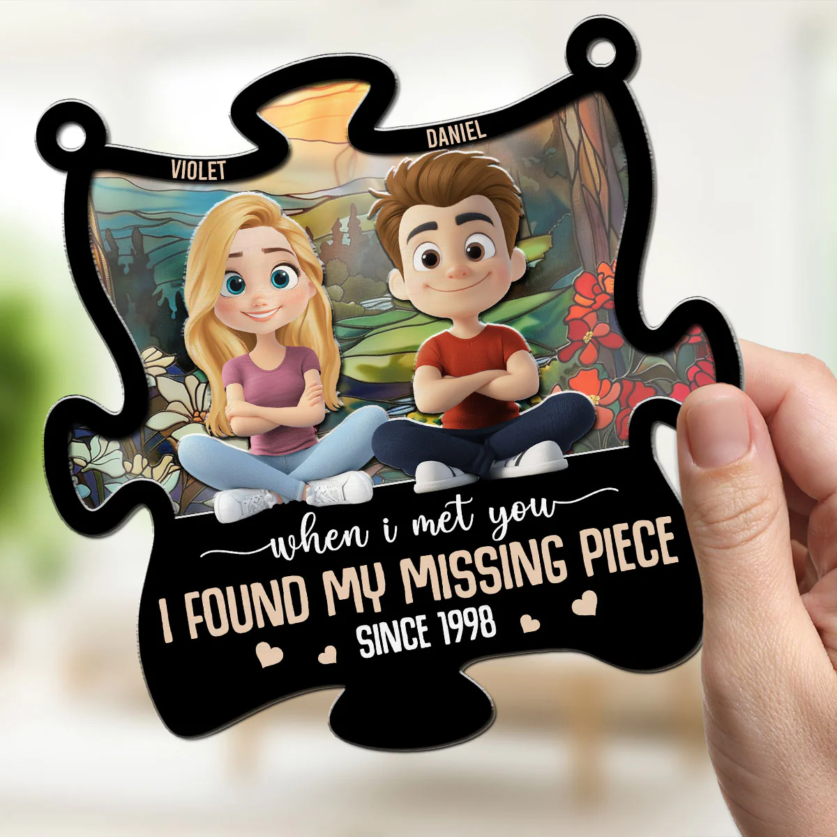 My Missing Piece I Love You - Personalized Custom Suncatcher - Image 4