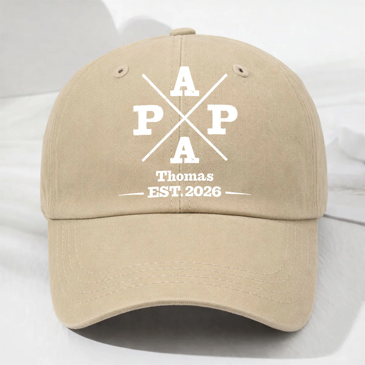 My Papa - Personalized Custom Vintage Washed Denim Cap - Image 2