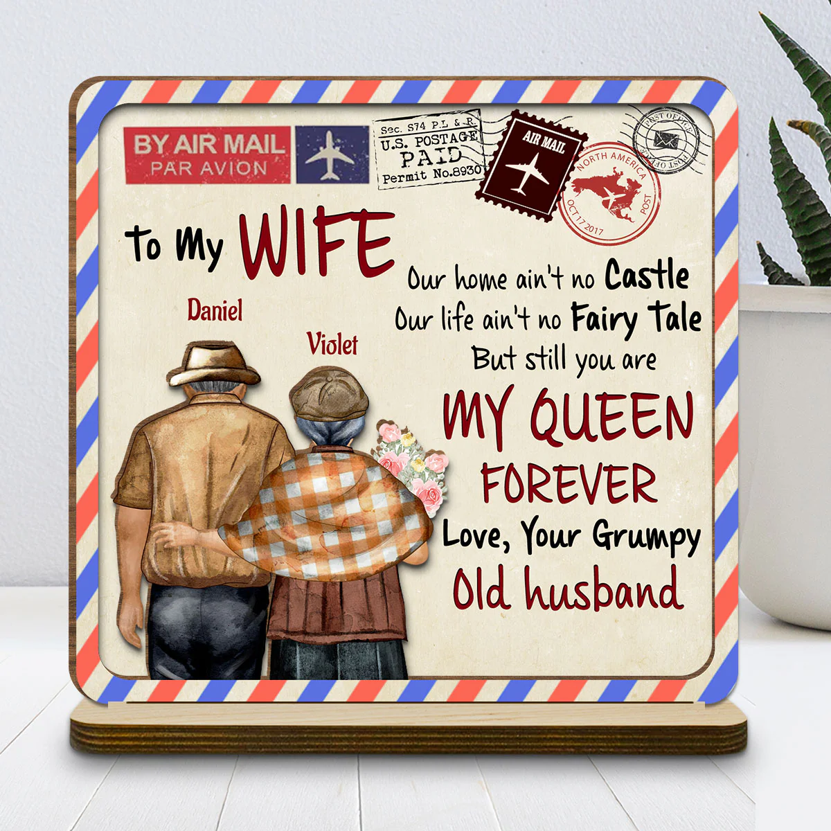 My Queen - Personalized Custom 2-Layer Wood Plaque With Flat Base - Image 2