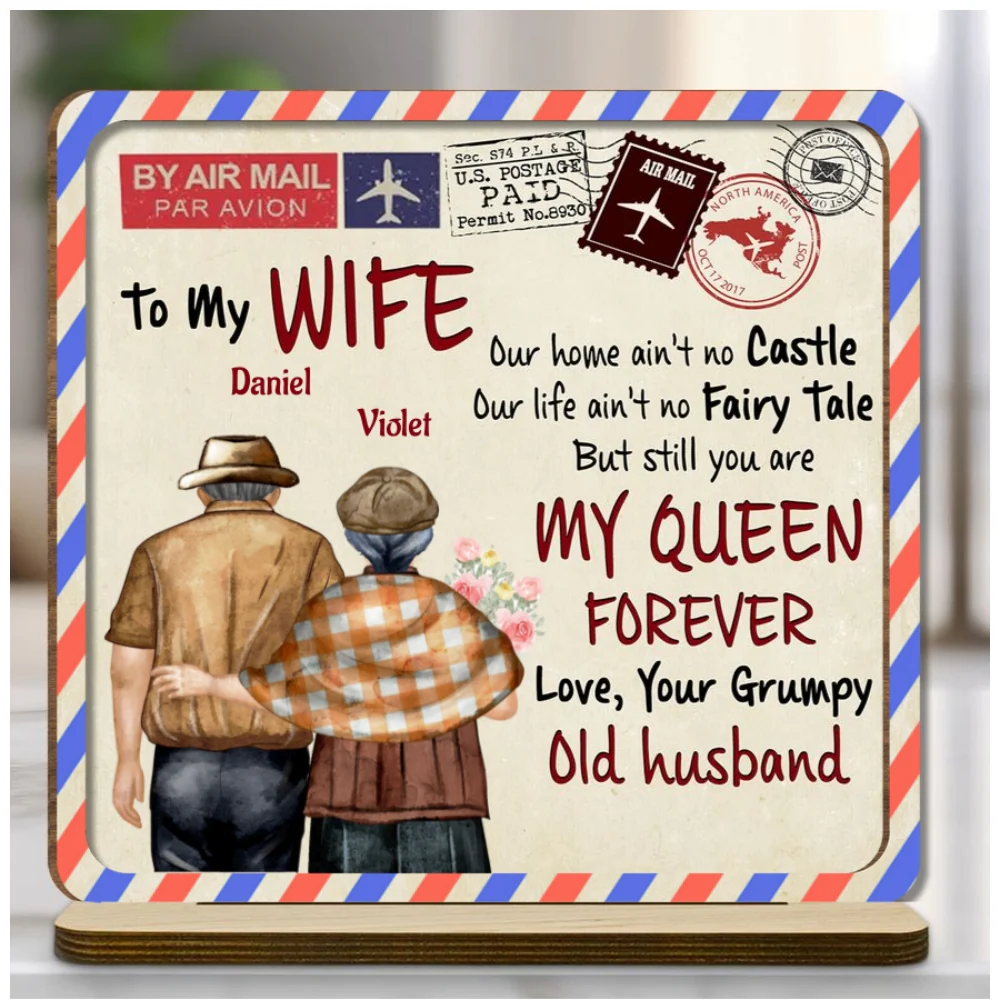 My Queen - Personalized Custom 2-Layer Wood Plaque With Flat Base - Image 6