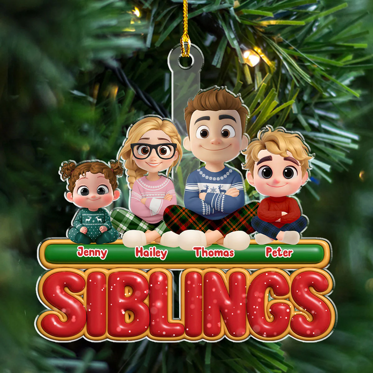 My Siblings Is Here - Personalized Custom Acrylic Ornament - Image 3