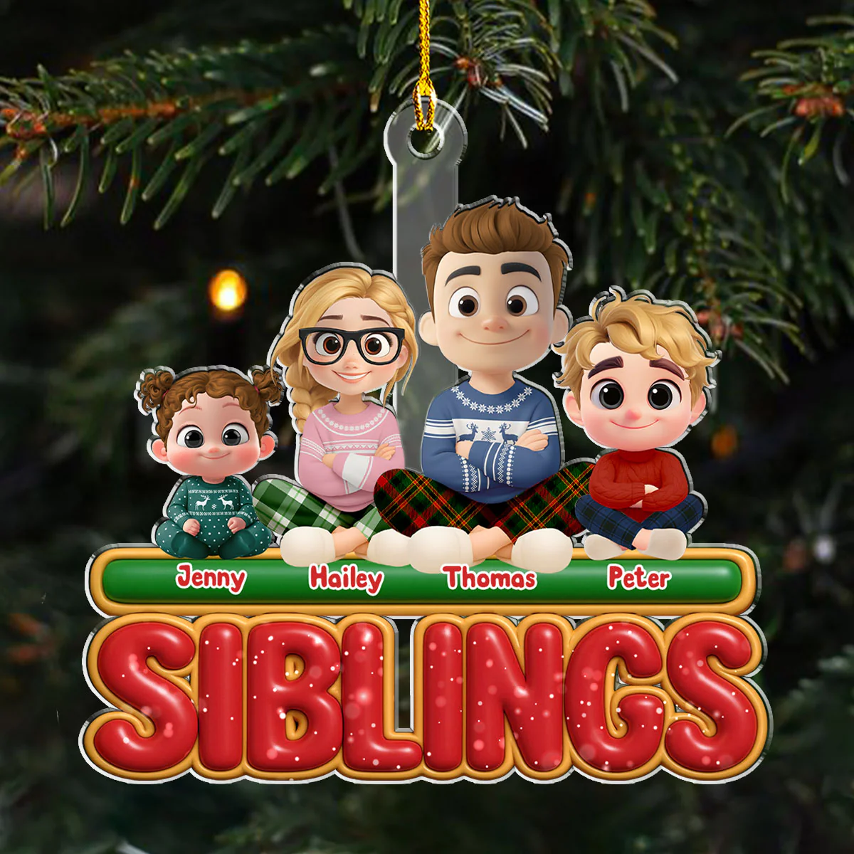 My Siblings Is Here - Personalized Custom Acrylic Ornament - Image 4