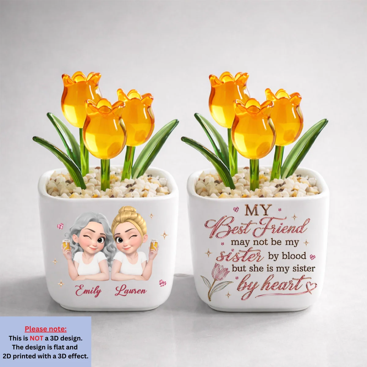 My Sister By Heart - Personalized Custom Glass Everlasting Tulips - Image 10