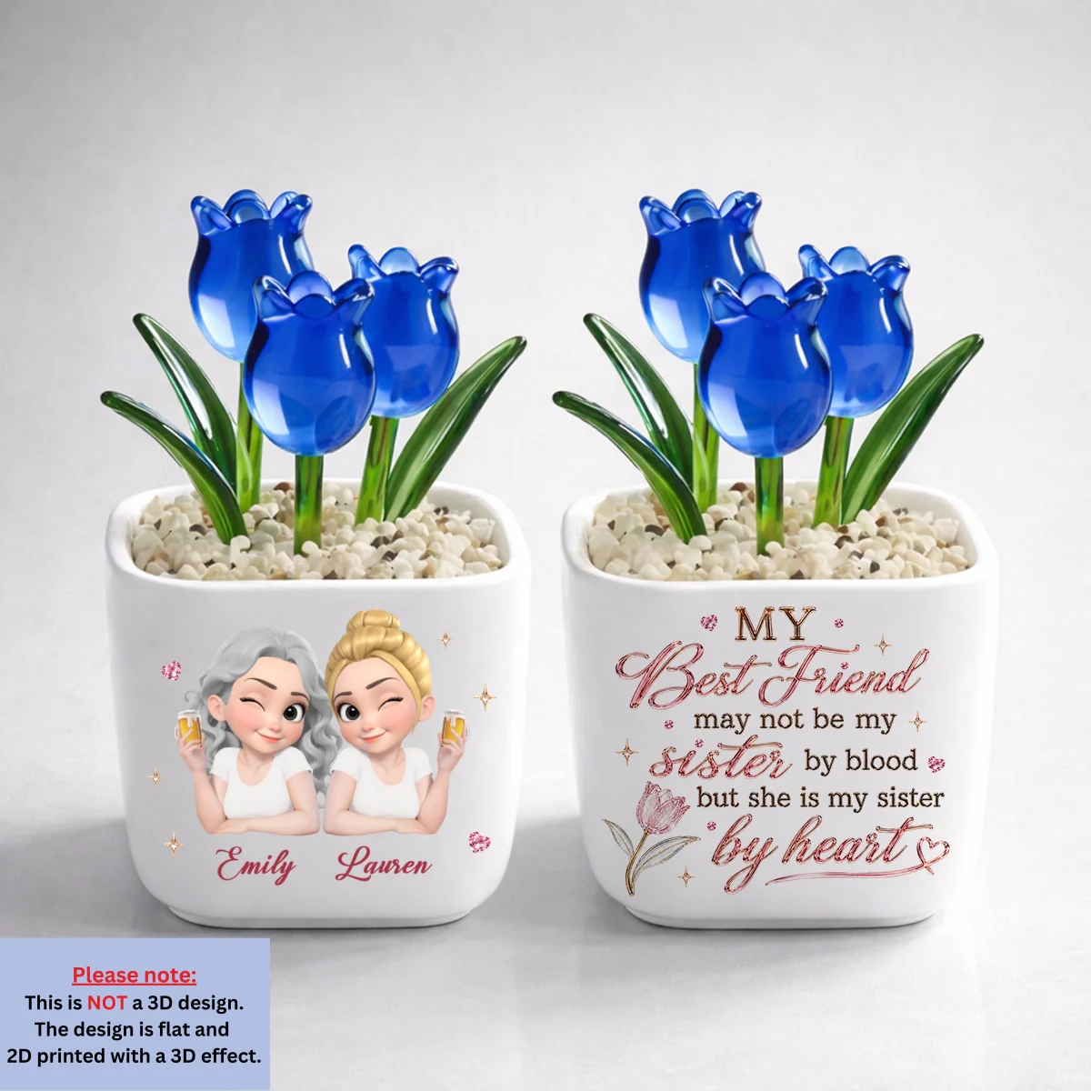 My Sister By Heart - Personalized Custom Glass Everlasting Tulips - Image 11
