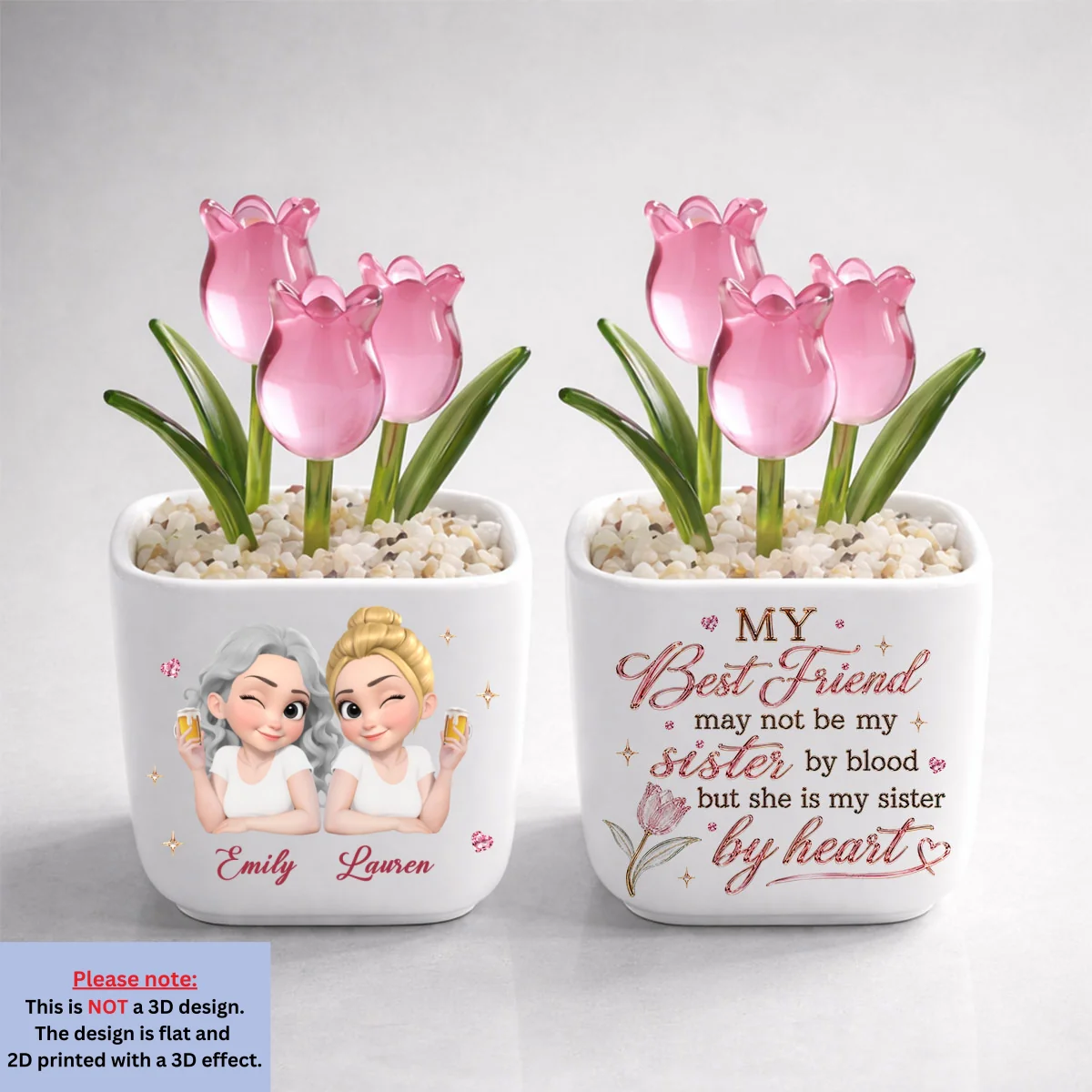 My Sister By Heart - Personalized Custom Glass Everlasting Tulips - Image 8
