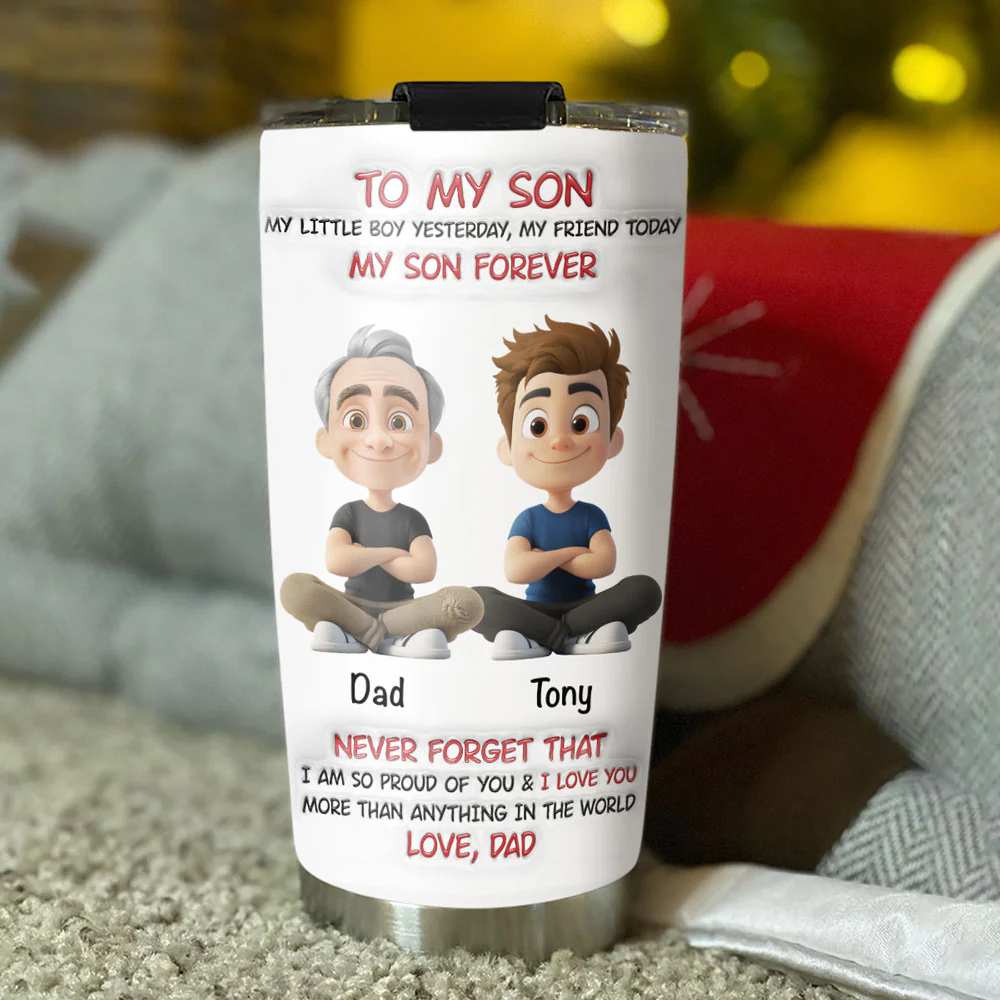 My Son Forever - Personalized Custom 3D Inflated Effect Tumbler - Image 5