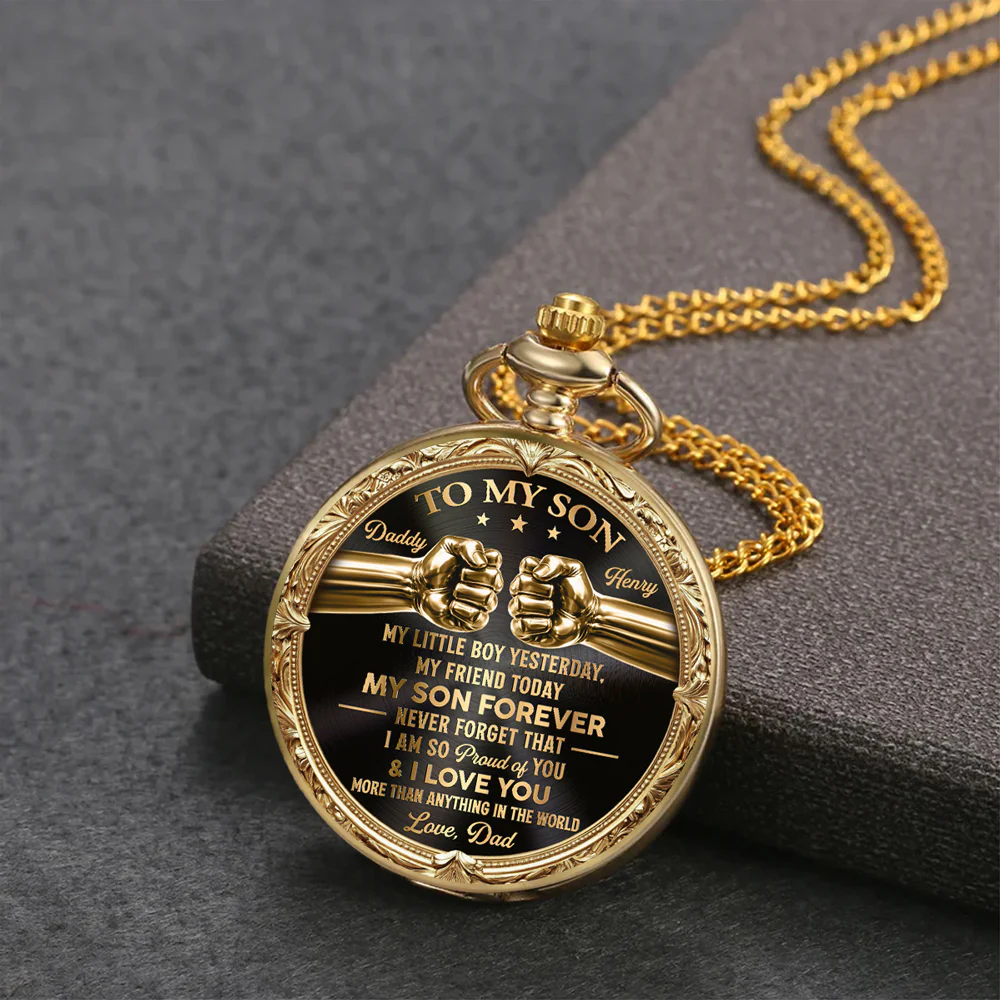 My Son Forever - Personalized Custom Print Pocket Watch - Image 2