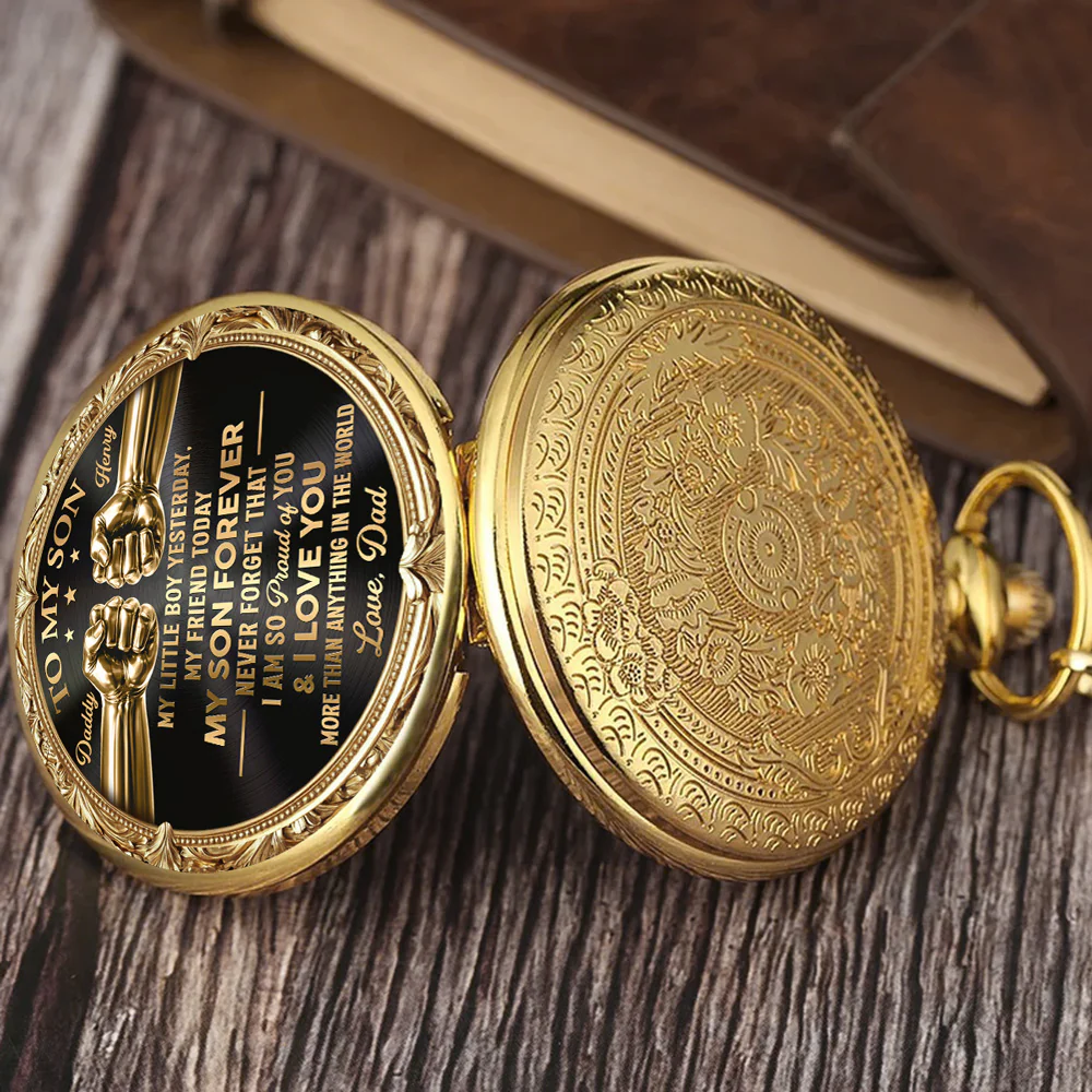 My Son Forever - Personalized Custom Print Pocket Watch - Image 3