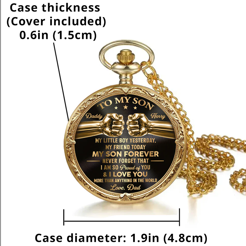 My Son Forever - Personalized Custom Print Pocket Watch - Image 4