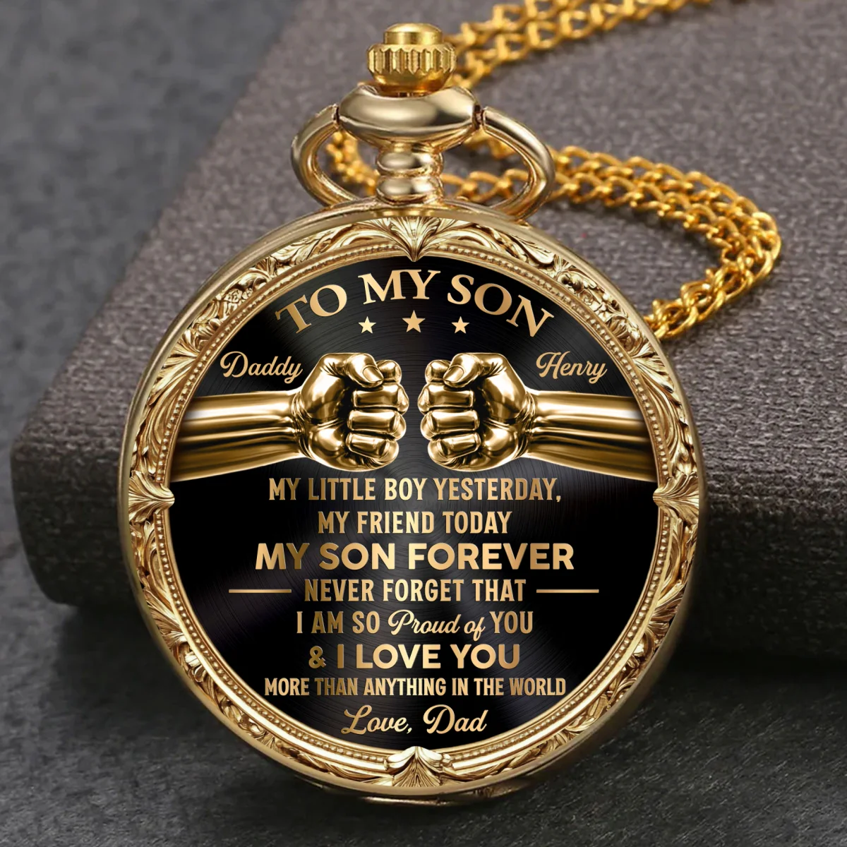 My Son Forever - Personalized Custom Print Pocket Watch - Image 7