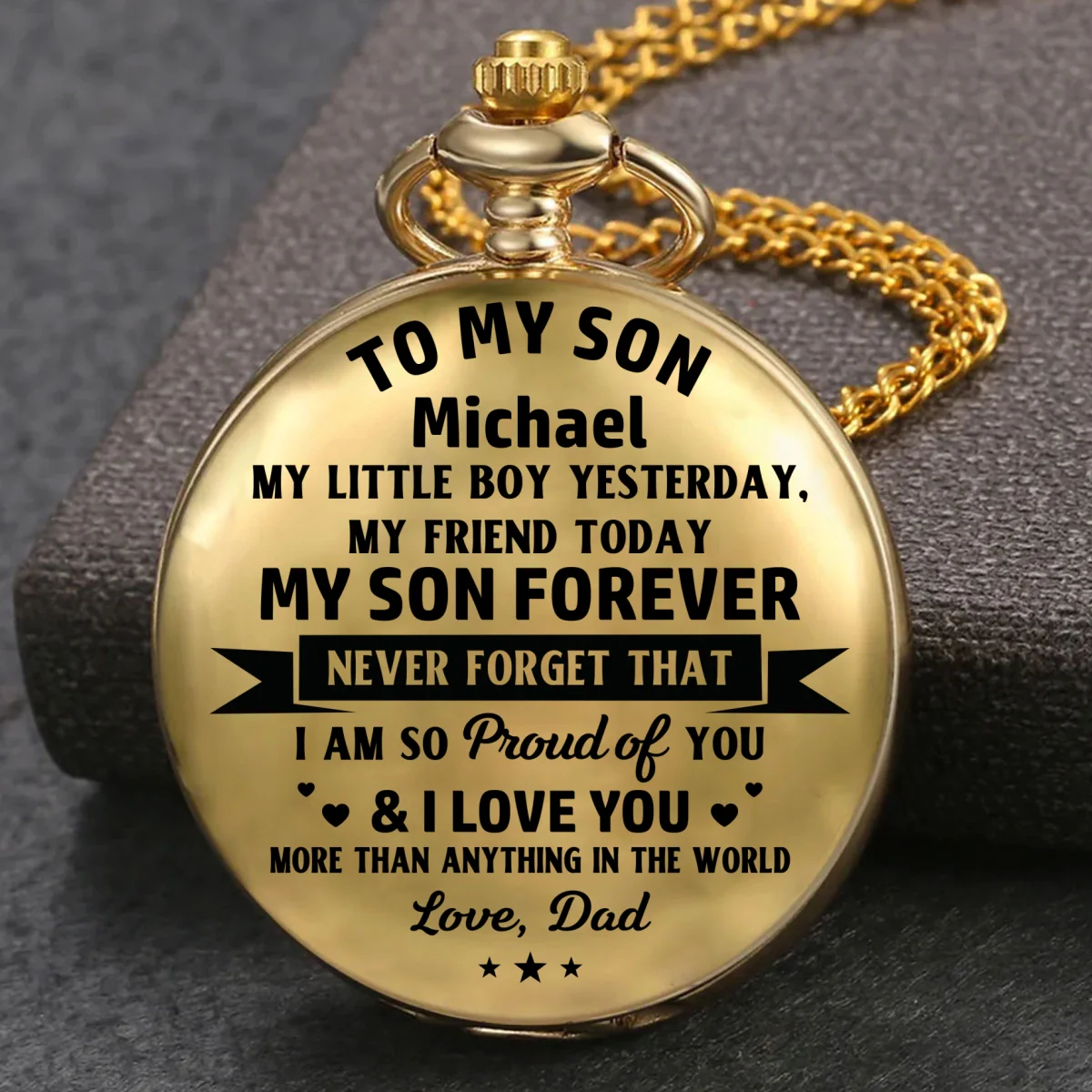 My Son Forever Version 2 - Personalized Custom Pocket Watch - Image 7