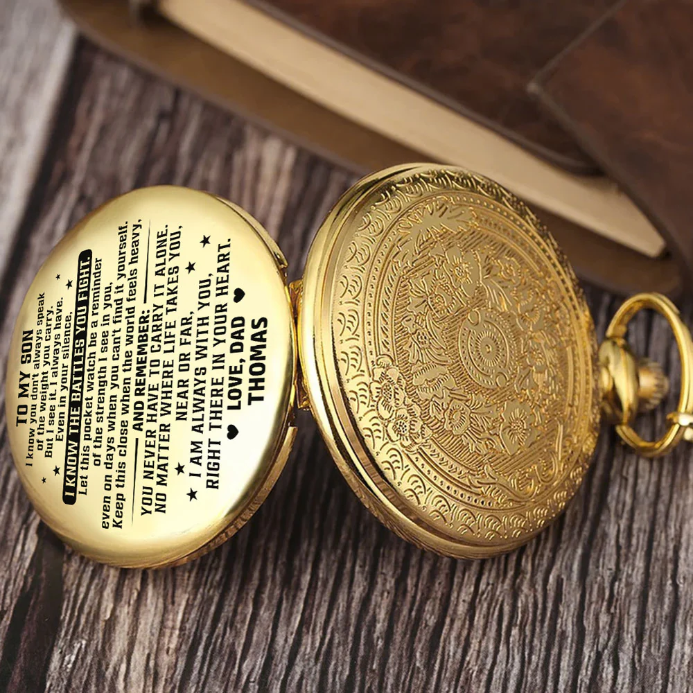 My Son My Strength - Personalized Custom Print Pocket Watch - Image 2
