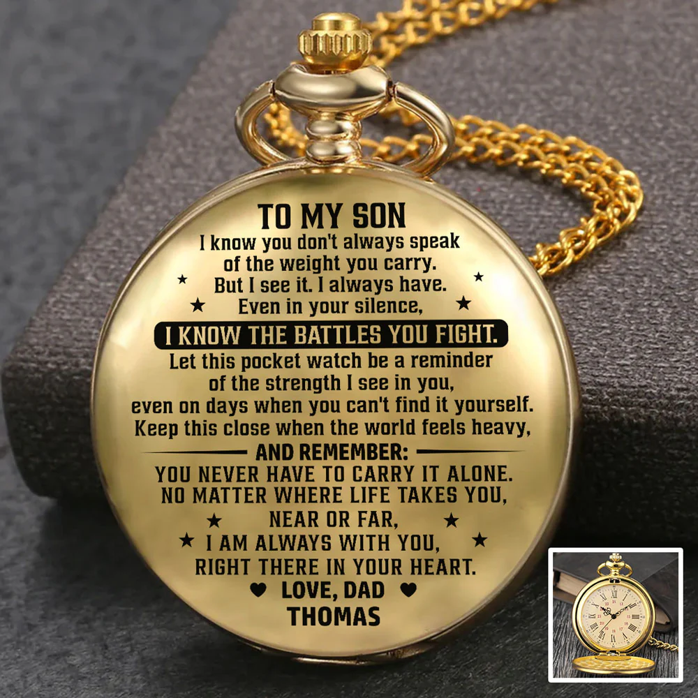 My Son My Strength - Personalized Custom Print Pocket Watch - Image 3