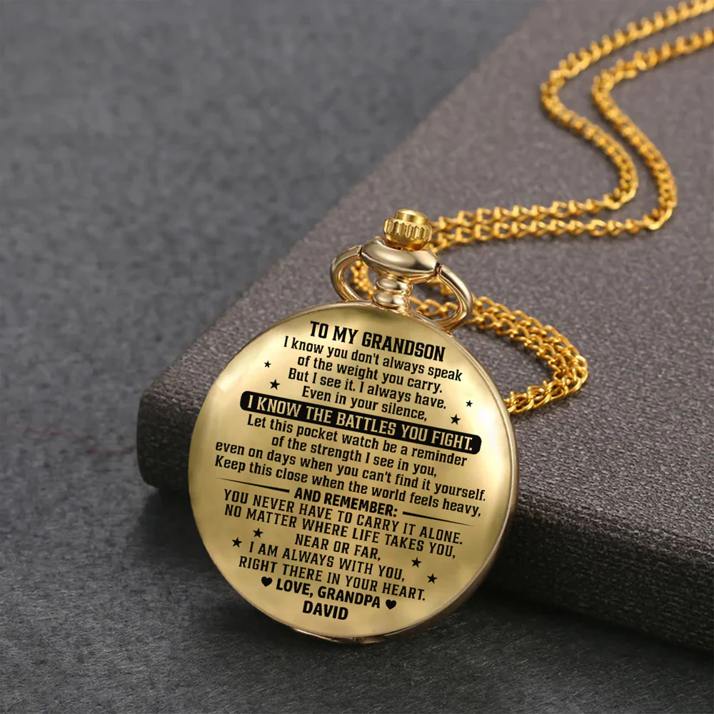 My Son My Strength - Personalized Custom Print Pocket Watch - Image 4
