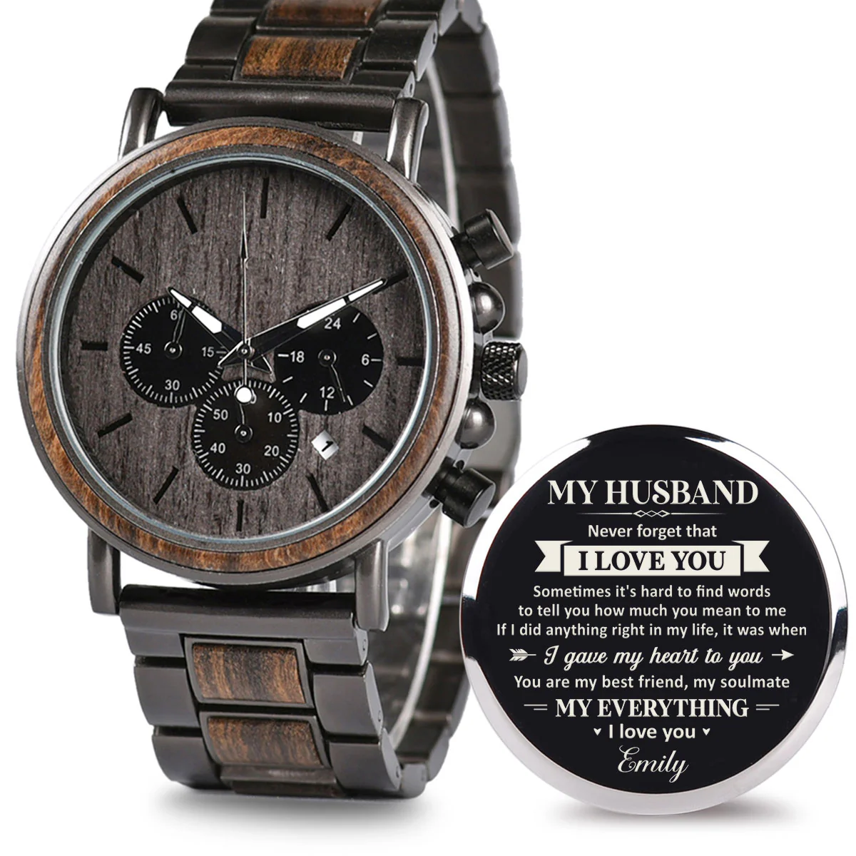 My Soulmate And My Everything - Personalized Engraved Wooden Watches GQ026 - Image 2