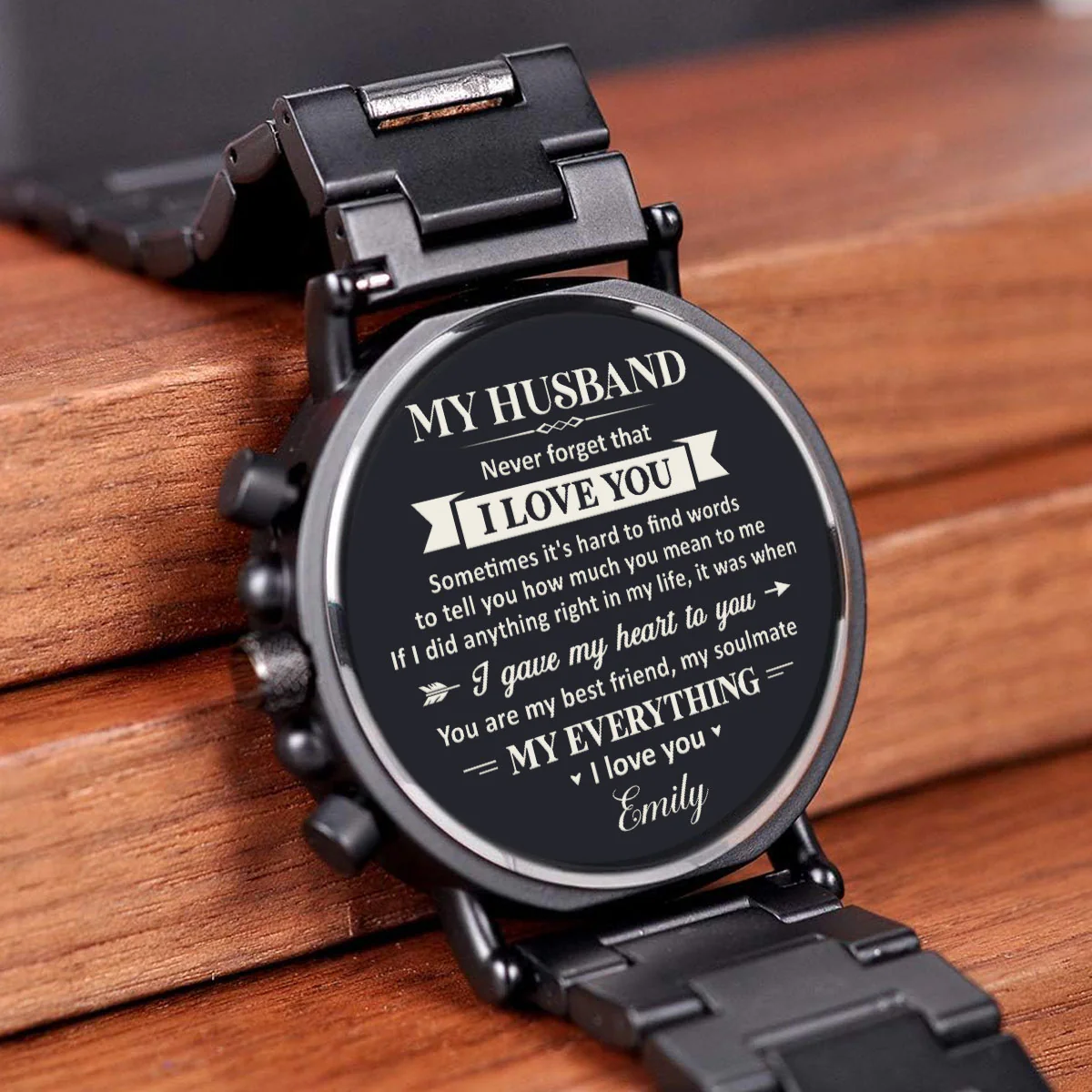 My Soulmate And My Everything - Personalized Engraved Wooden Watches GQ026 - Image 4