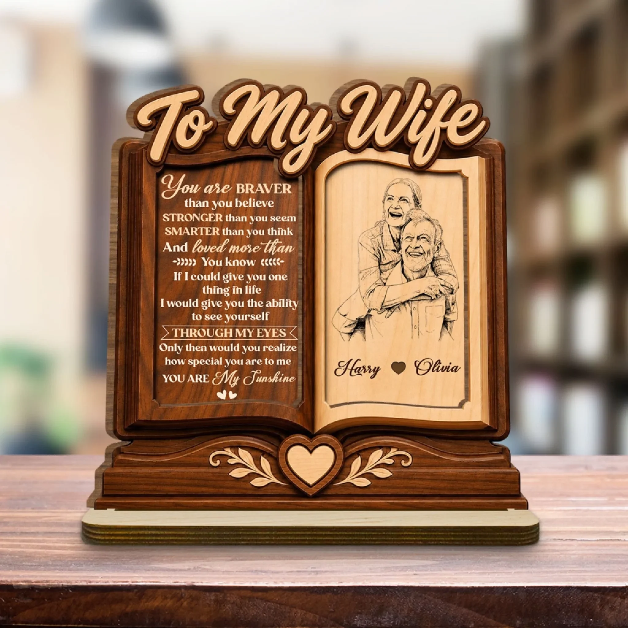 My Sunshine My Lover - Personalized Custom 2-Layer Wood Plaque With Flat Base - Image 2