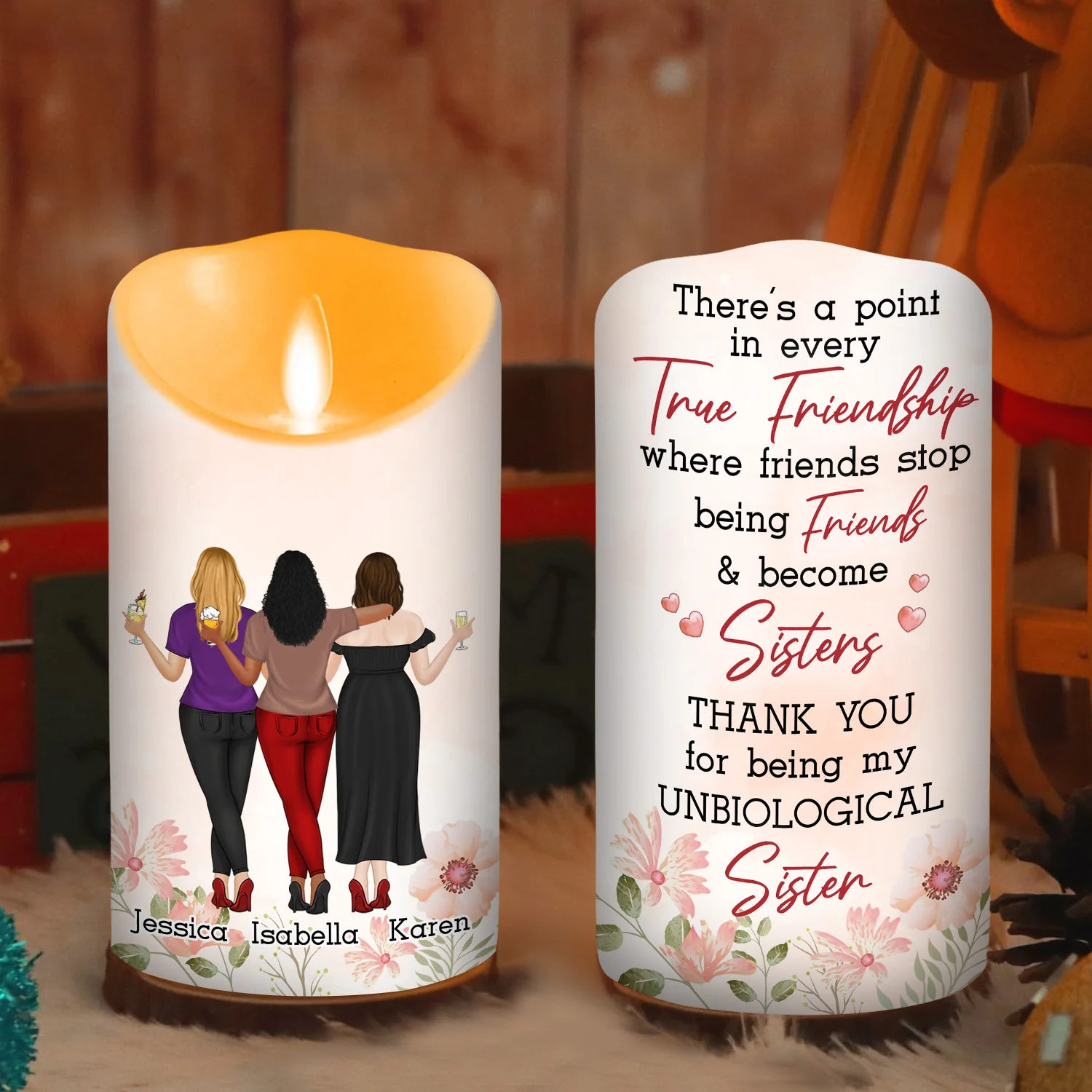 My Unbiological Sister - Personalized Custom LED Candle - Image 4