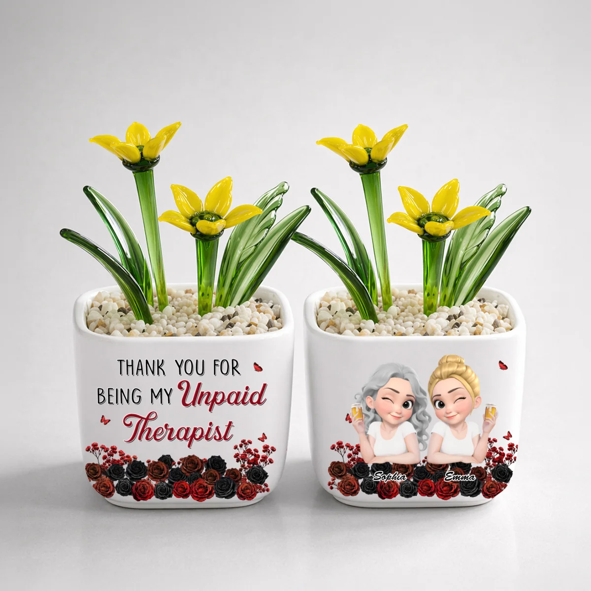 My Unpaid Therapist Bestie - Personalized Custom Glass Birth Month Flower - Image 11