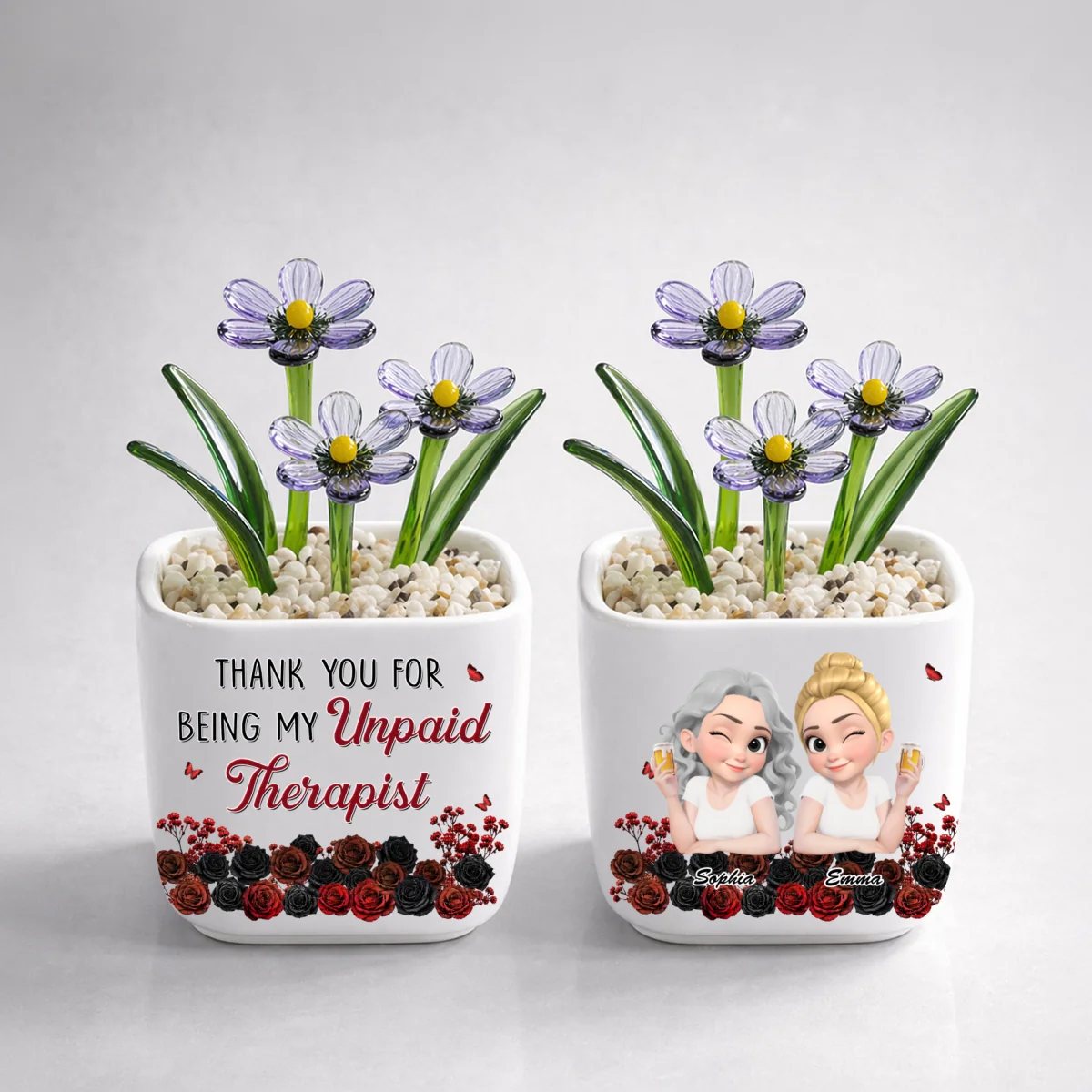 My Unpaid Therapist Bestie - Personalized Custom Glass Birth Month Flower - Image 12