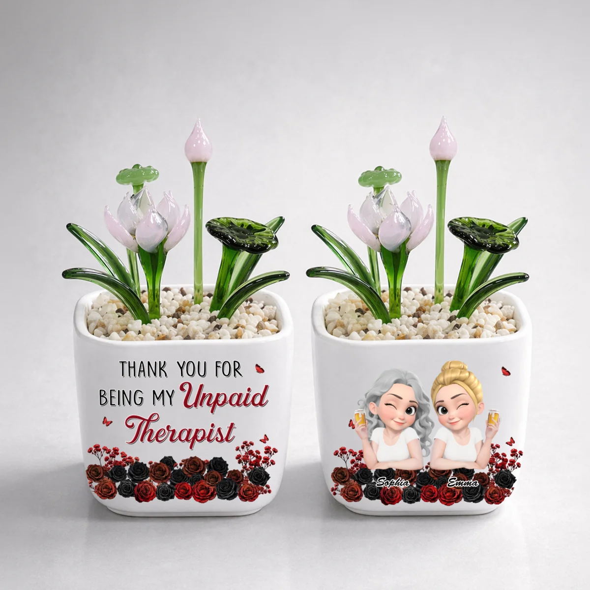 My Unpaid Therapist Bestie - Personalized Custom Glass Birth Month Flower - Image 15