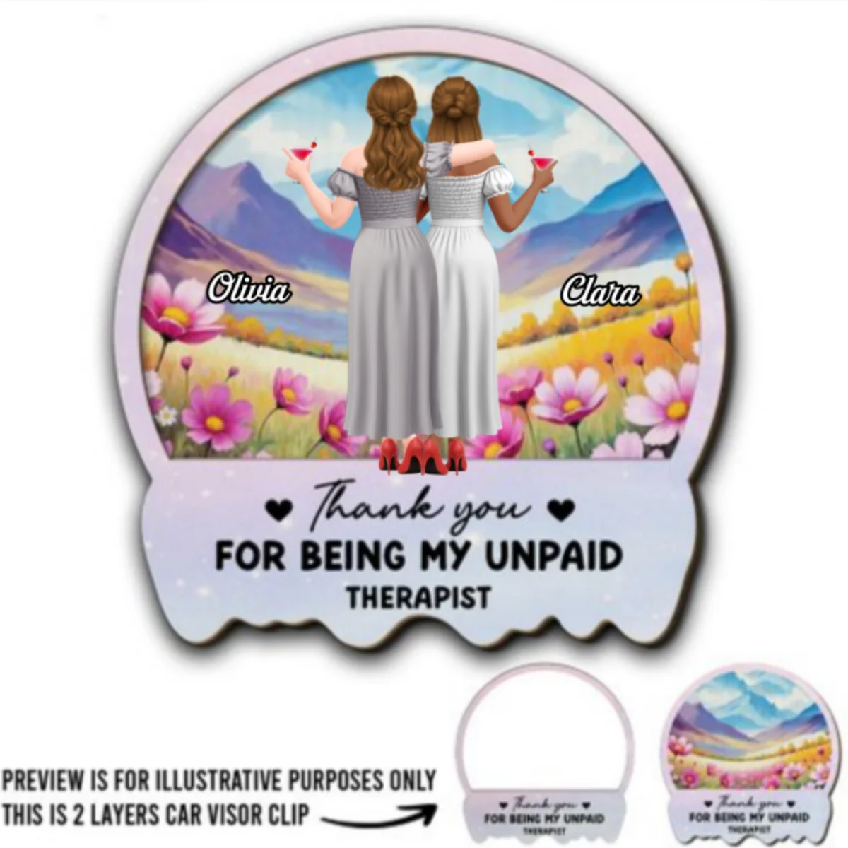 My Unpaid Therapist - Personalized Custom Car Visor Clip - Image 5