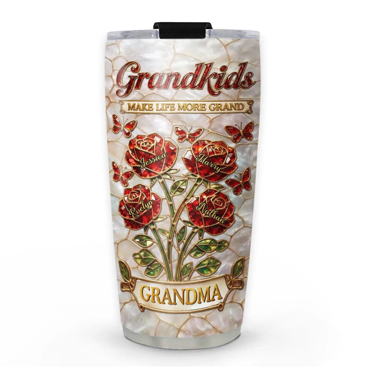 Nana Flower - Personalized Custom 3D Effect Tumbler