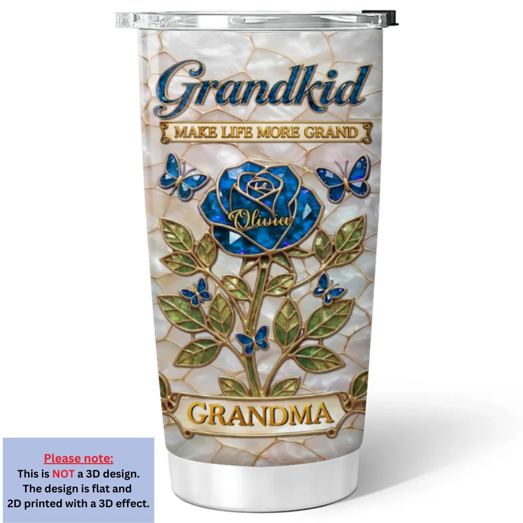 Nana Flower - Personalized Custom 3D Effect Tumbler - Image 6