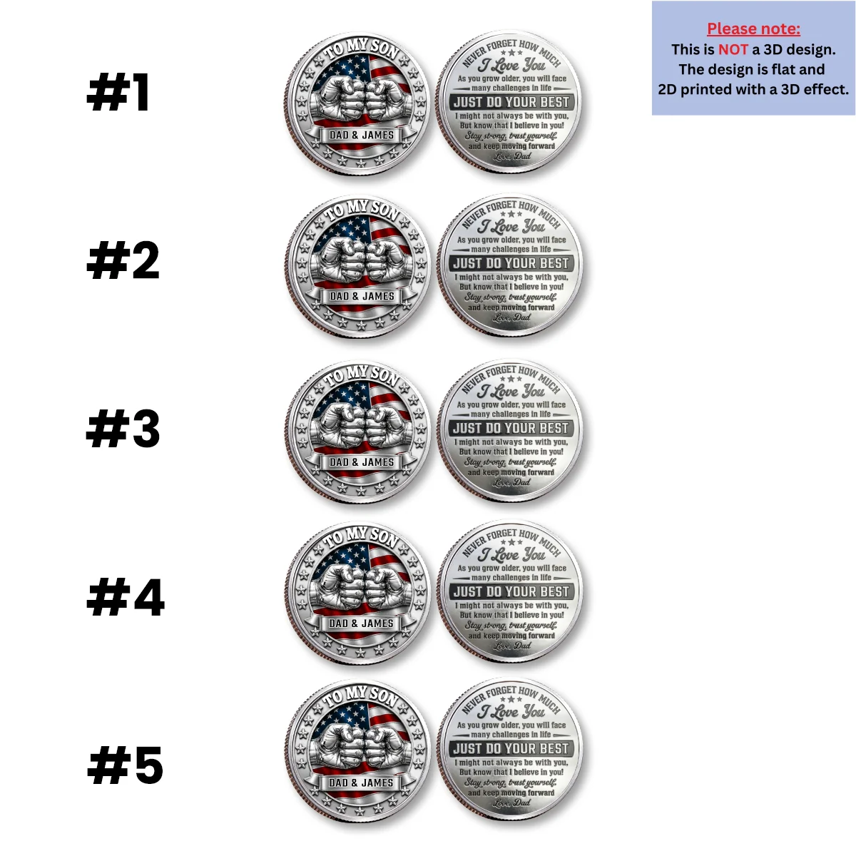 Never Forget I Love You - Personalized Custom Commemorative Keepsake Coin - Image 12