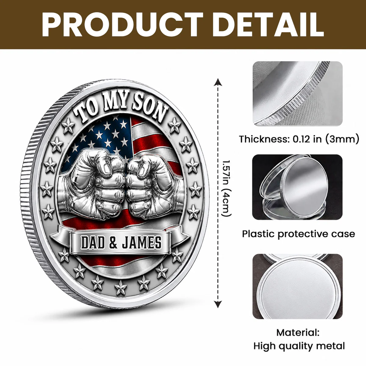 Never Forget I Love You - Personalized Custom Commemorative Keepsake Coin - Image 6