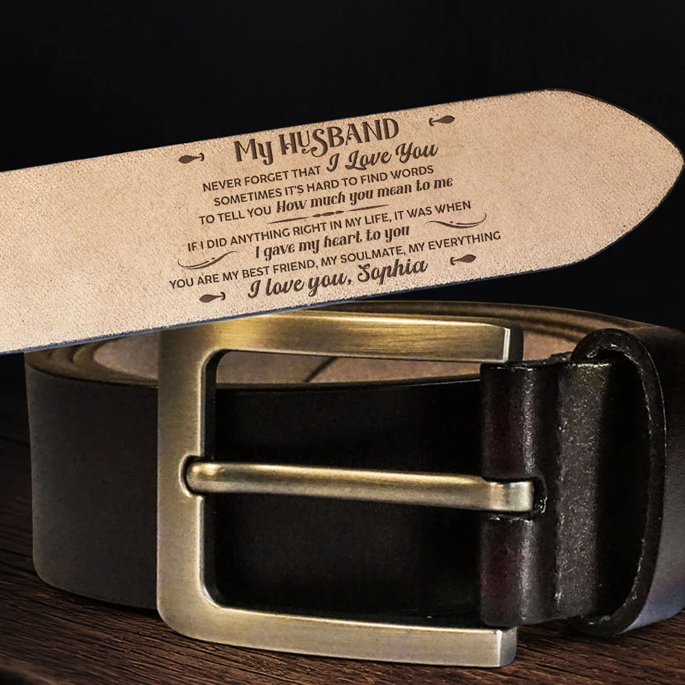 Never Forget I Love You - Personalized Engraved Leather Belt - Image 2