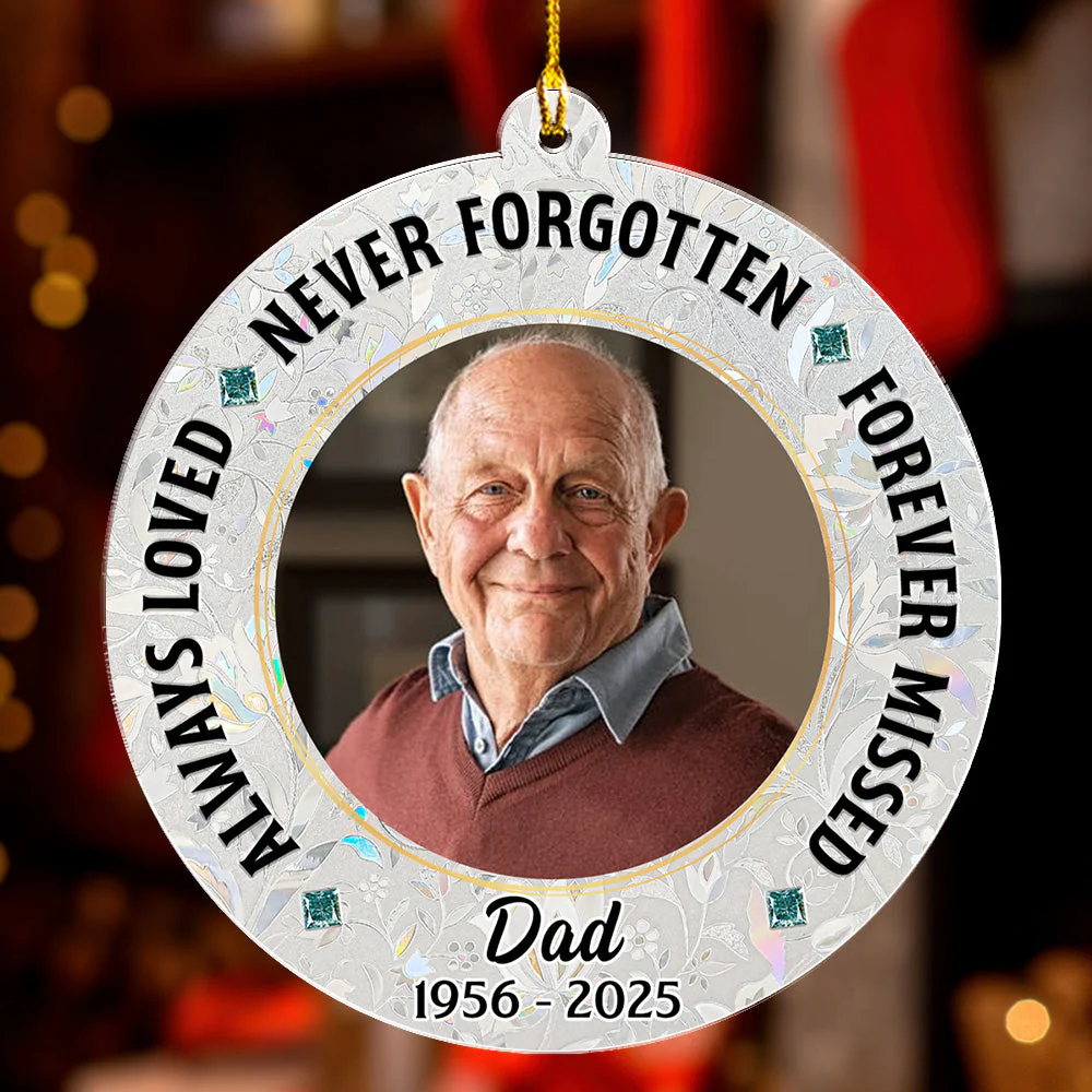 Never Forgotten And Forever Missed Custom Photo - Personalized Custom Acrylic Ornament - Image 2