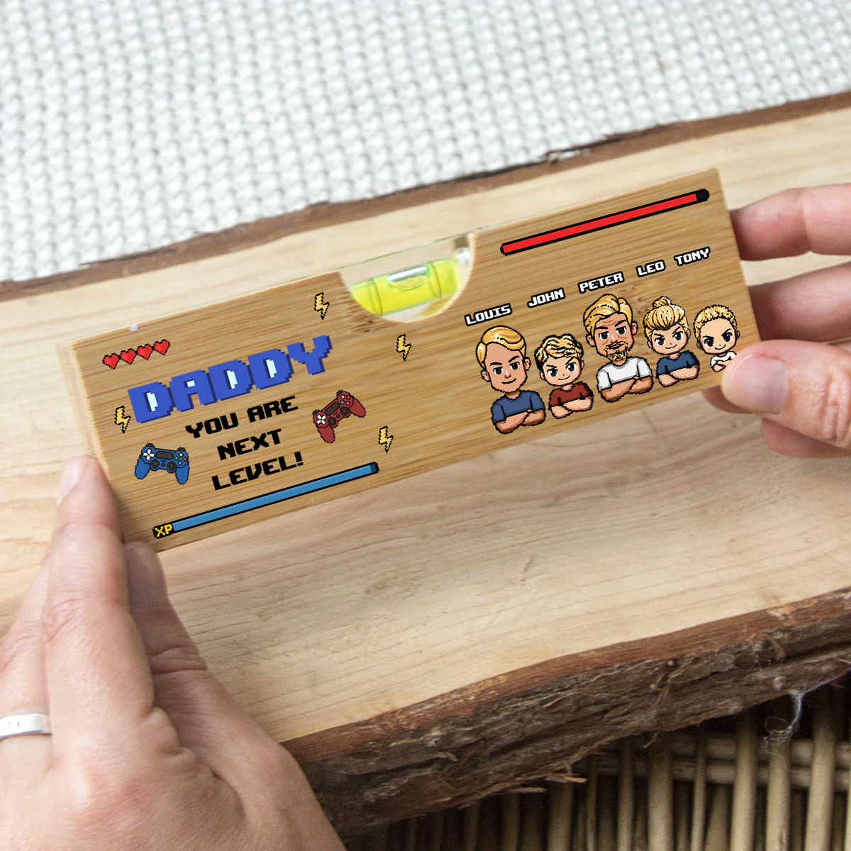 Next Level Dad - Personalized Custom Wooden Spirit Level Bottle Opener - Image 4