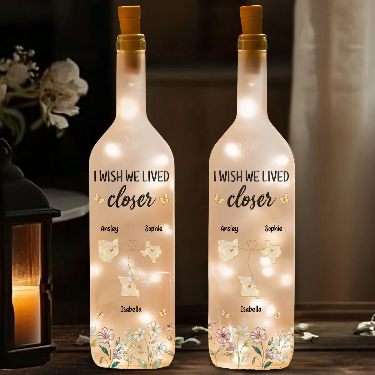 No Matter the Distance - Personalized Custom Bottle Lamp - Image 2