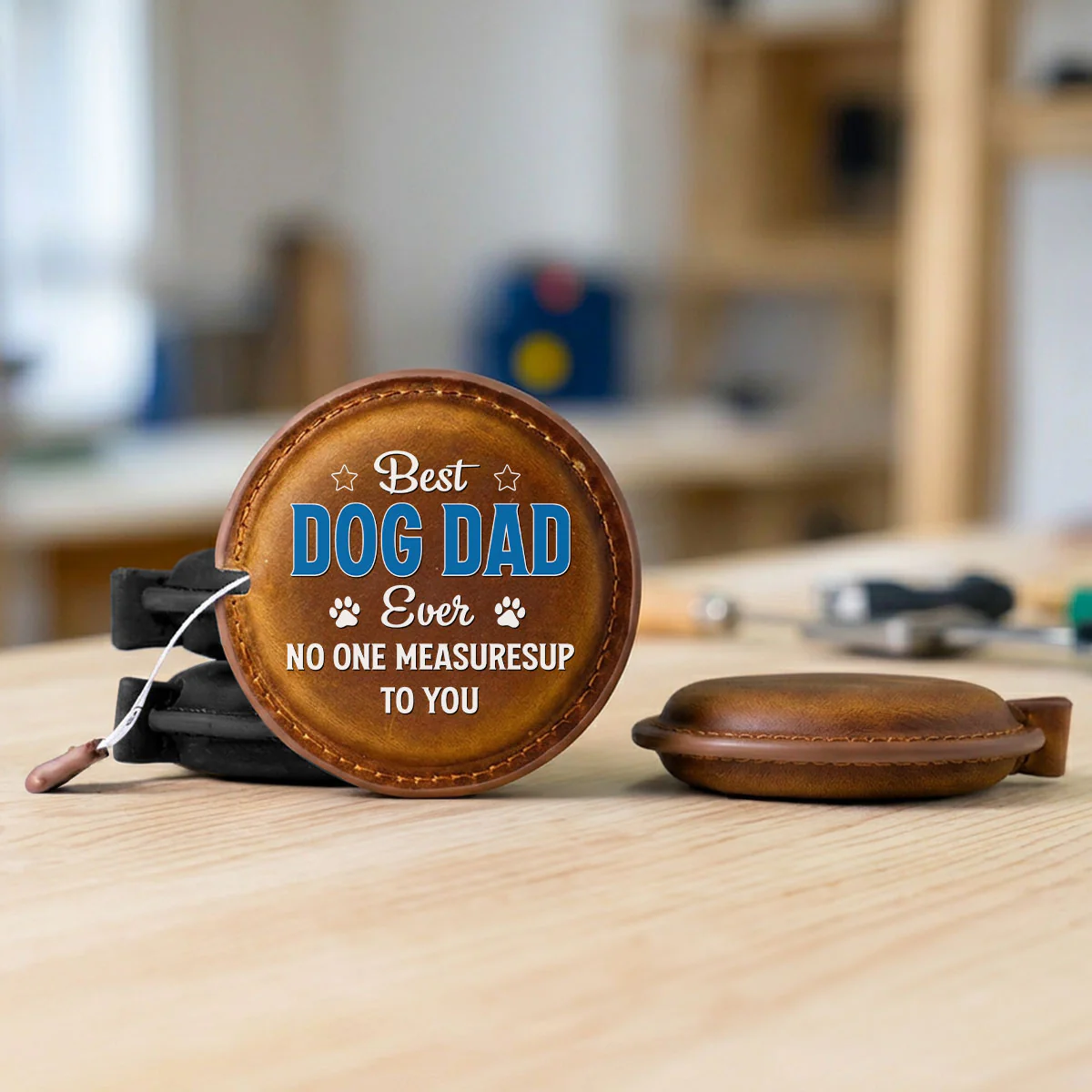 No One Measures Up To Dog Dad - Personalized Custom Leather Tape Measure - Image 7