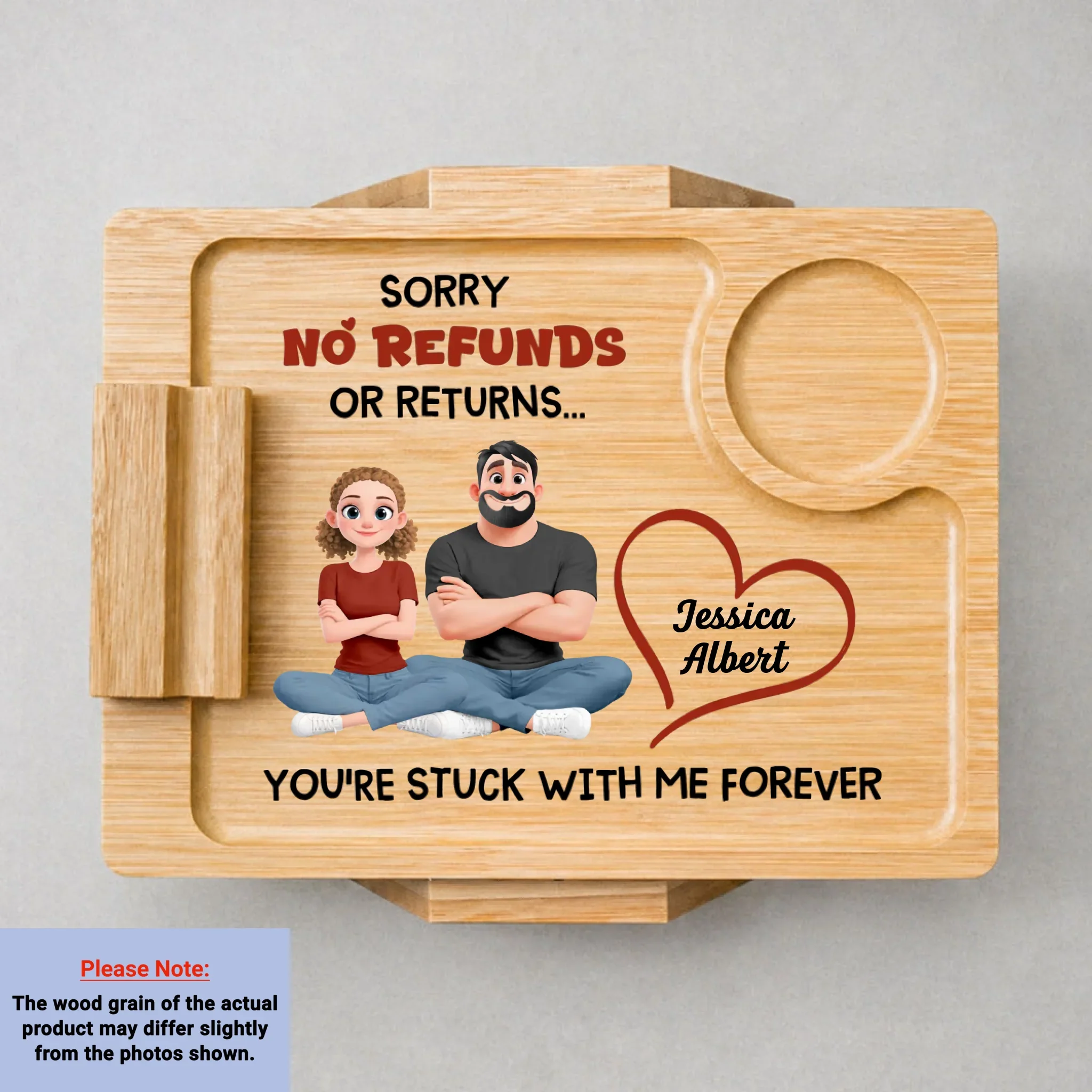 No Returns Allowed - Personalized Custom Wooden Couch Arm Table - Image 8