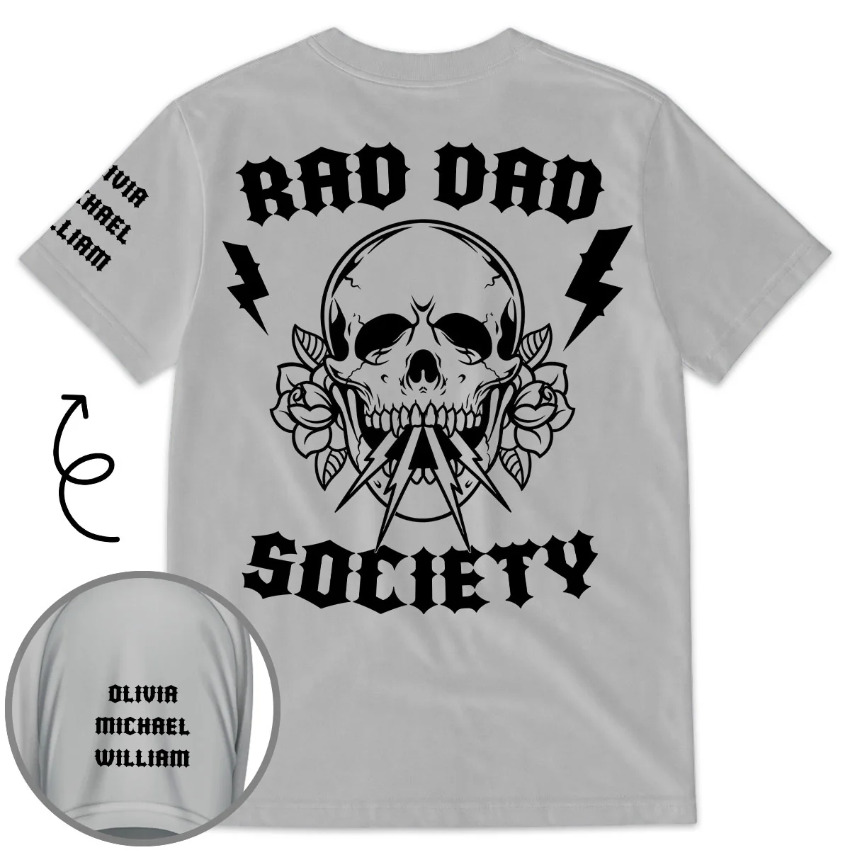 No Society Remains Without A Rad Dad - Personalized Custom Shirt With Design On Sleeve