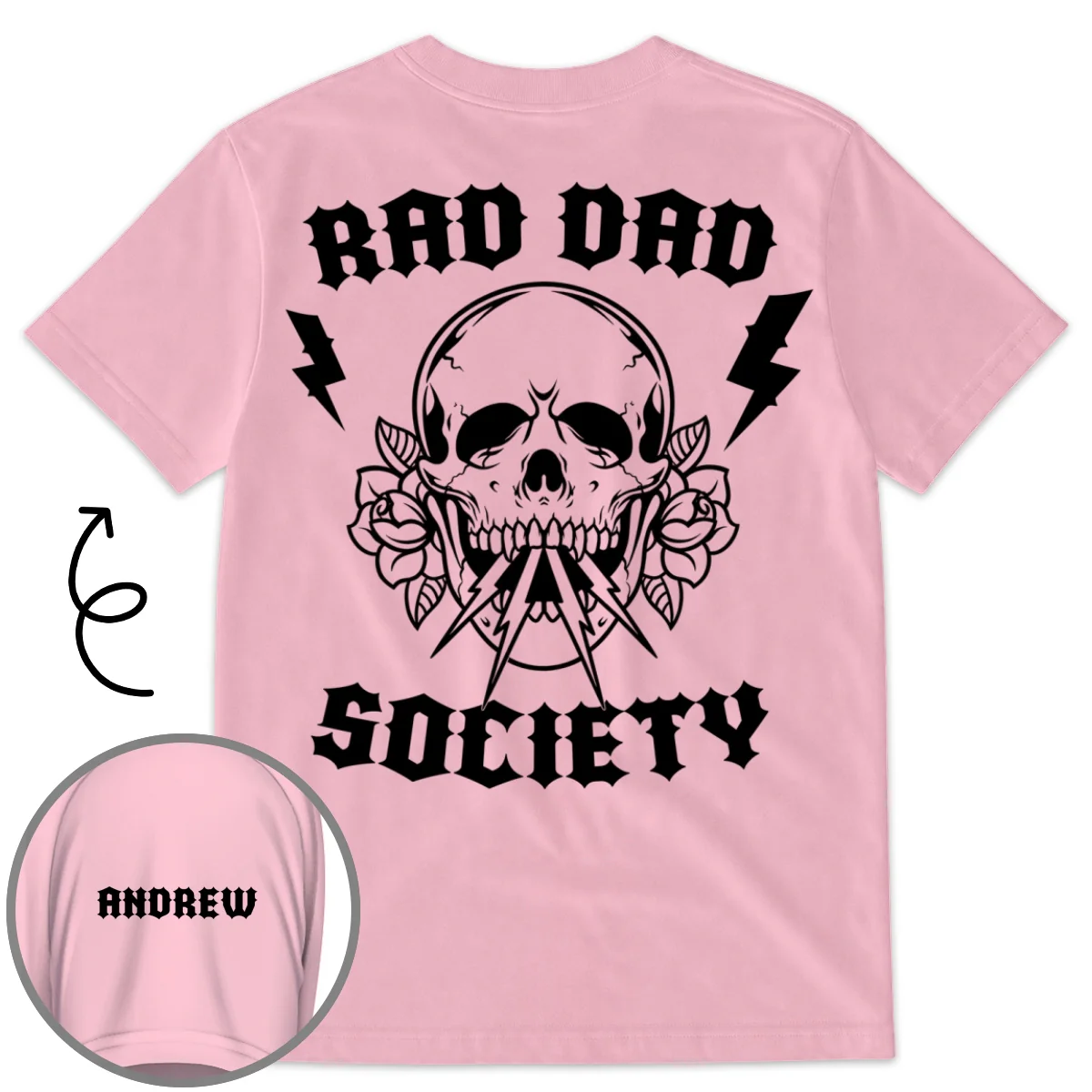 No Society Remains Without A Rad Dad - Personalized Custom Shirt With Design On Sleeve - Image 6