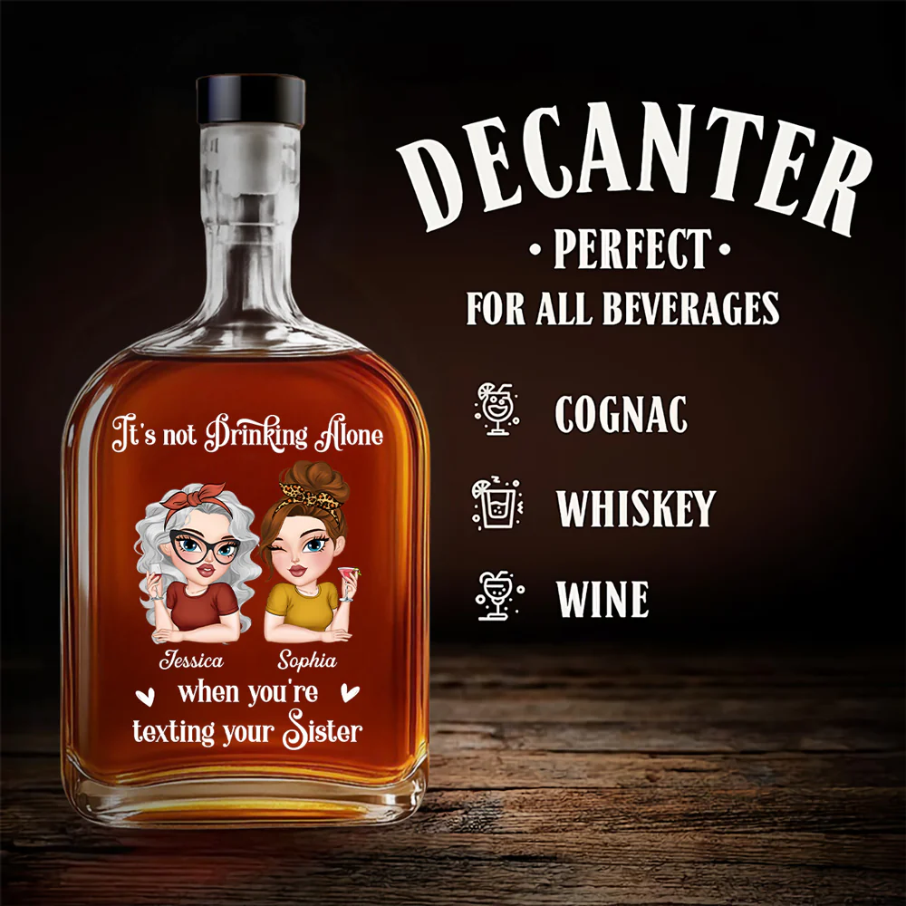 Not Drinking Alone - Personalized Custom Spirits Decanter - Image 4
