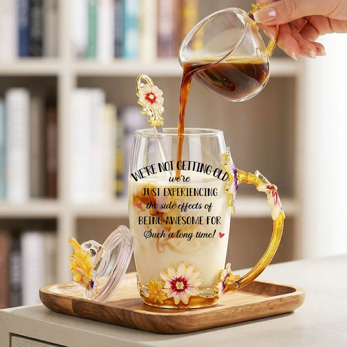 Not Getting Old - Personalized Custom 14OZ Flower Tea Cup - Image 2