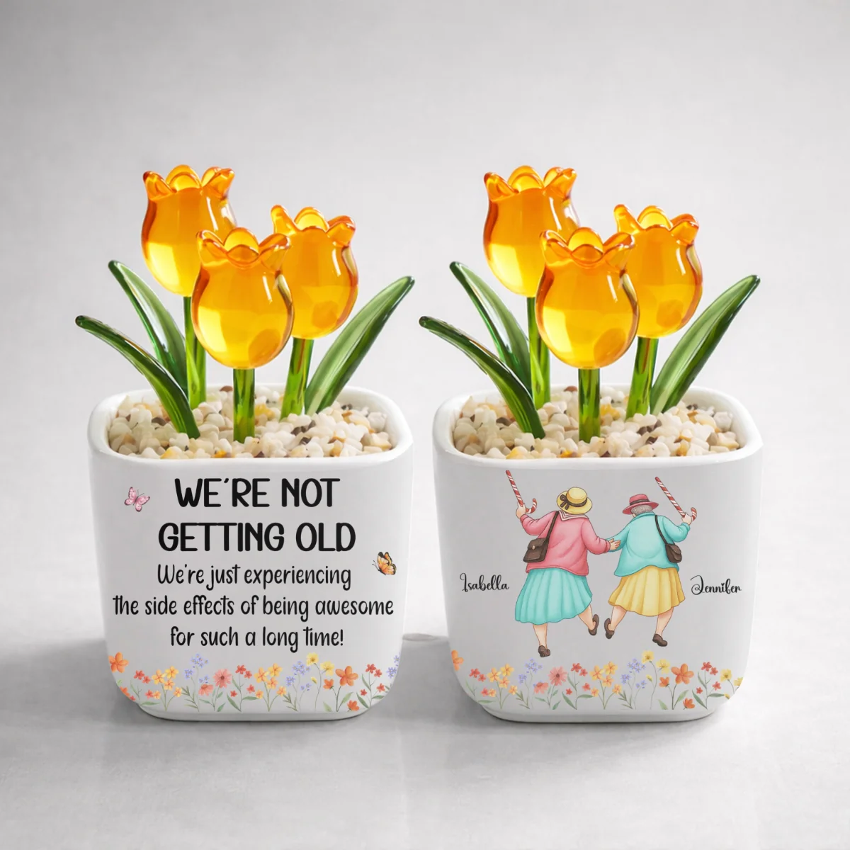 Not Getting Old - Personalized Custom Glass Everlasting Tulips - Image 12