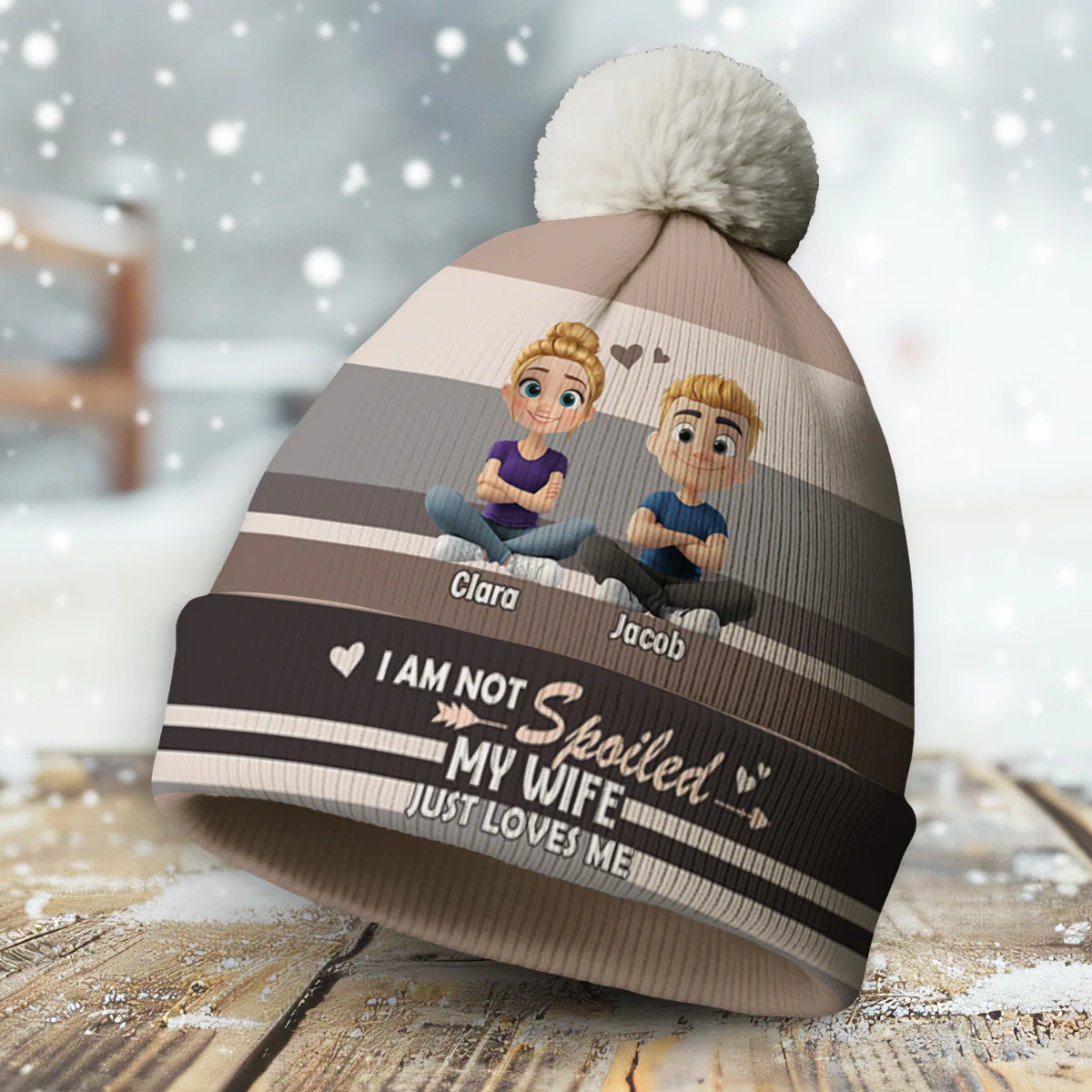 Not Spoiled - Personalized Custom Bobble Beanie Hat - Image 2