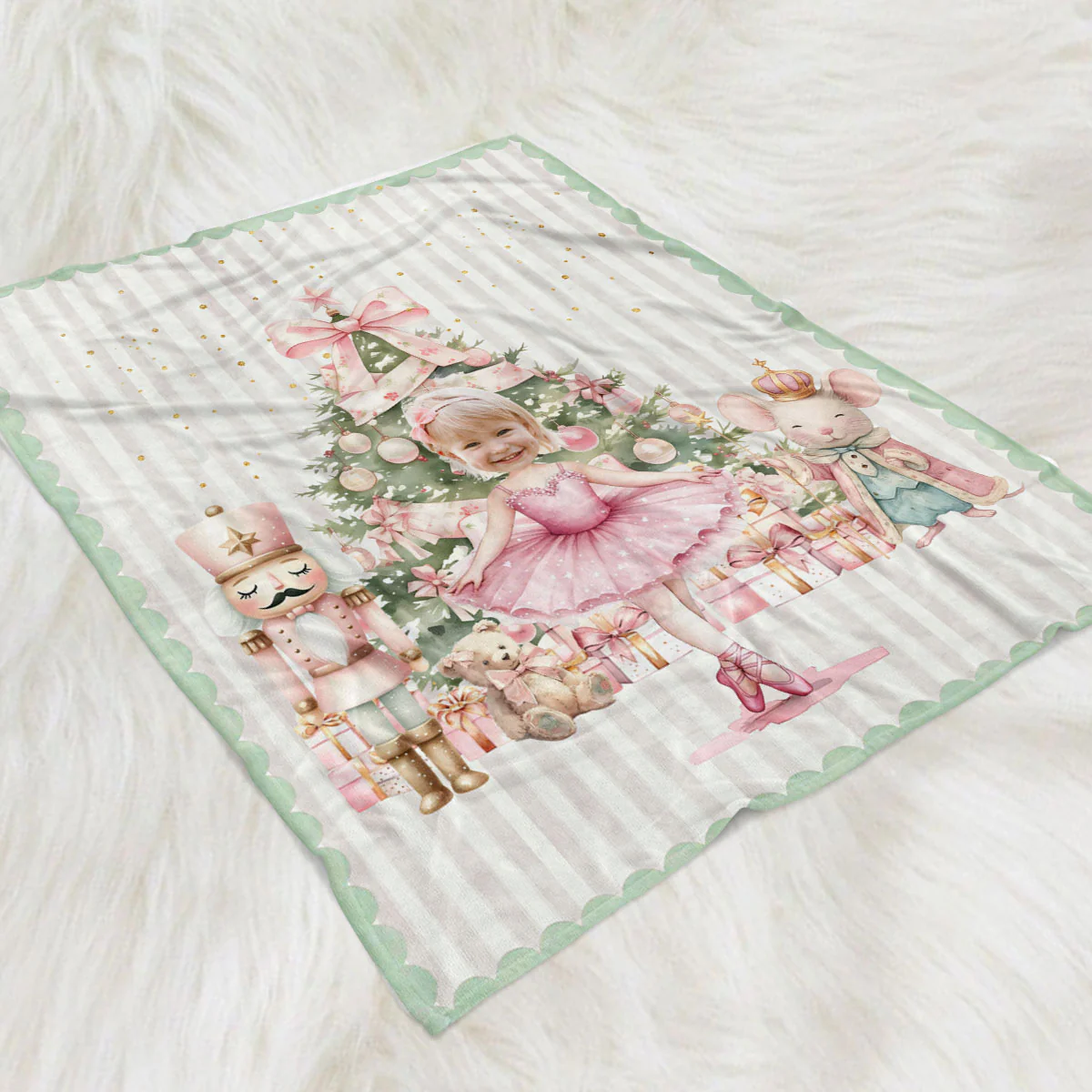 Nutcracker Ballerina Custom Face - Personalized Custom Fleece Blanket - Image 3