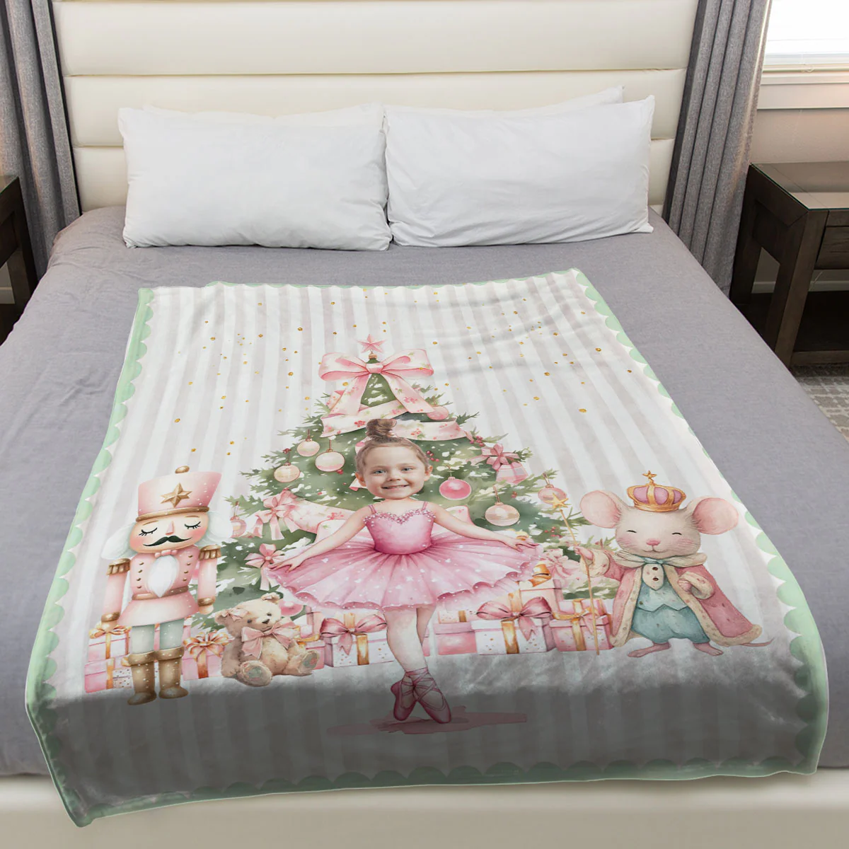 Nutcracker Ballerina Custom Face - Personalized Custom Fleece Blanket - Image 4