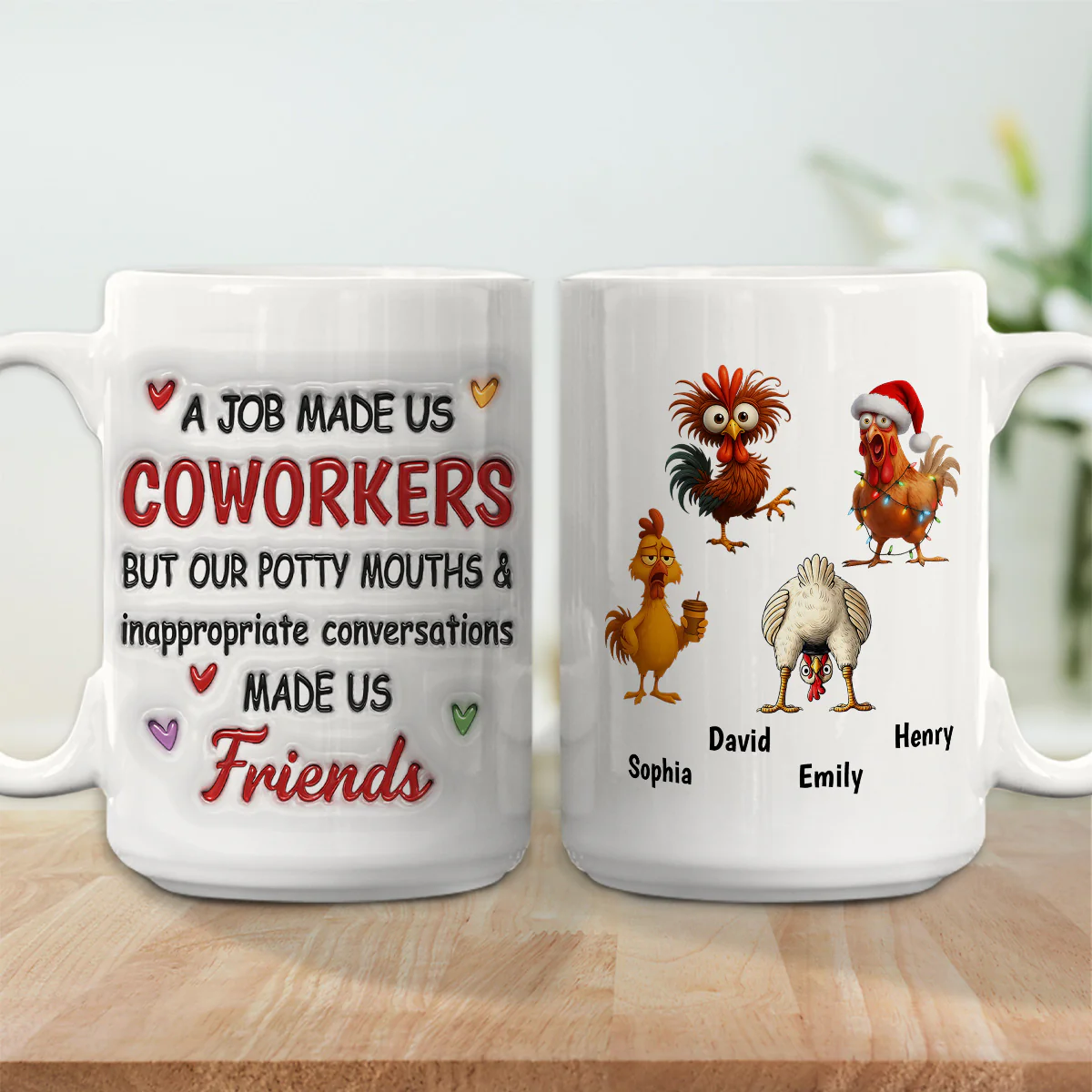 Office Laughter Makes Us Friends - Personalized Custom 3D Inflated Effect Mug - Image 4