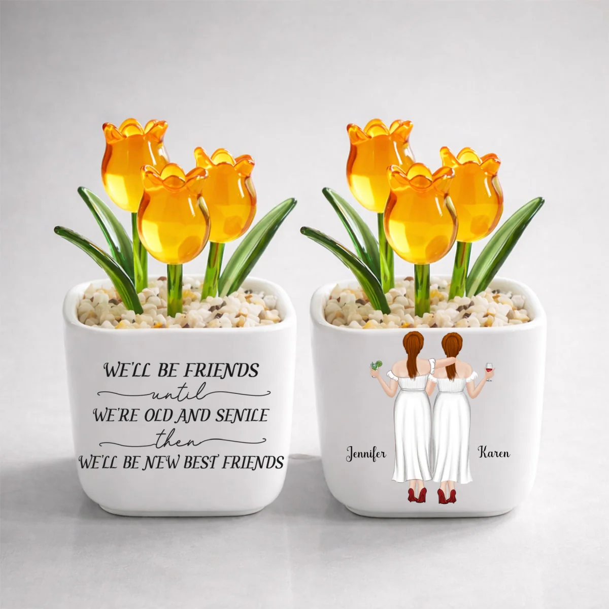 Old And Senile Besties - Personalized Custom Glass Everlasting Tulips - Image 10